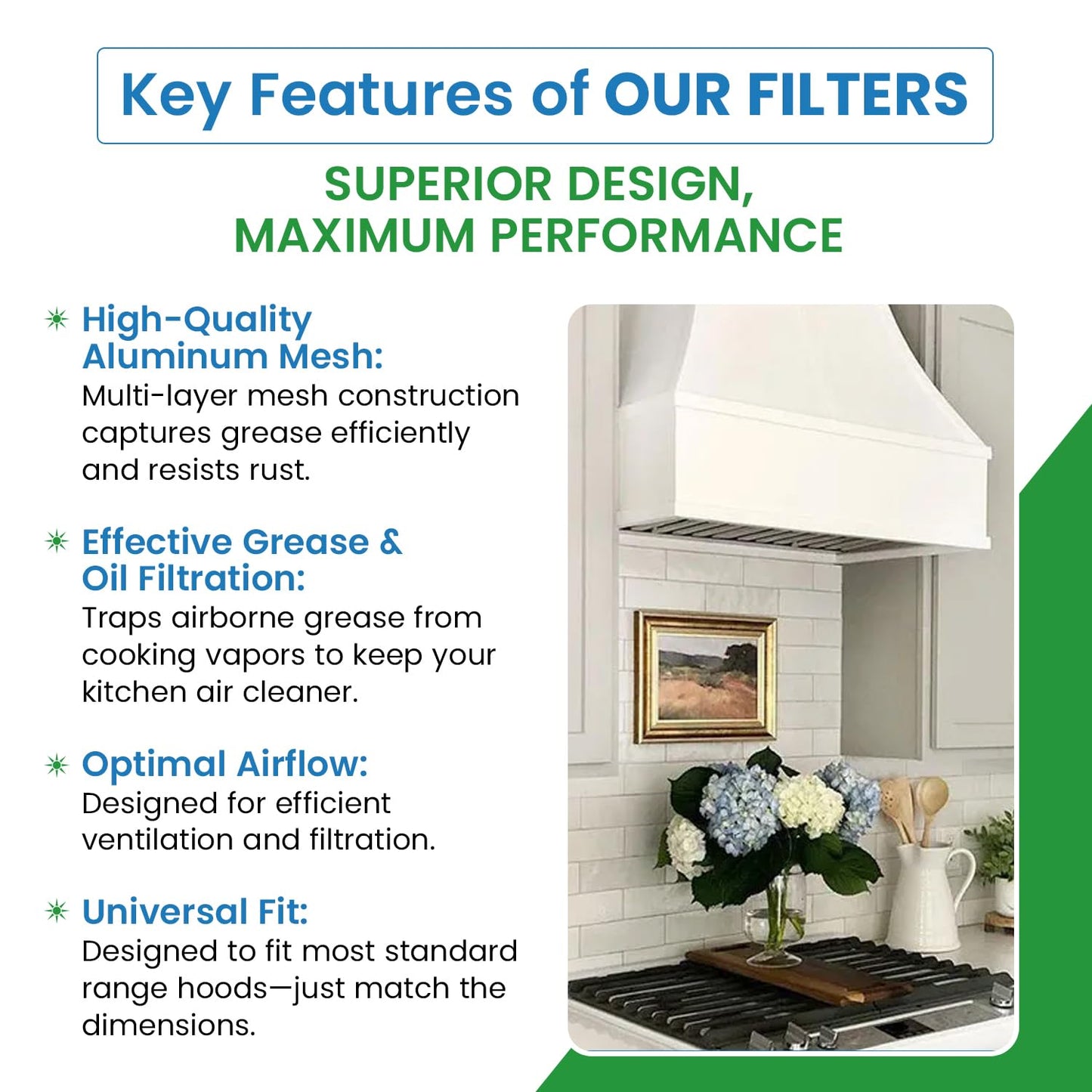 Filter Everything Replacement Aluminum Filters Compatible with Broan R610092, G-8187, RBF0801 – 11-1/4 x 11-5/8 x 11/32 – 2-Pack – Range Hood Grease Filter