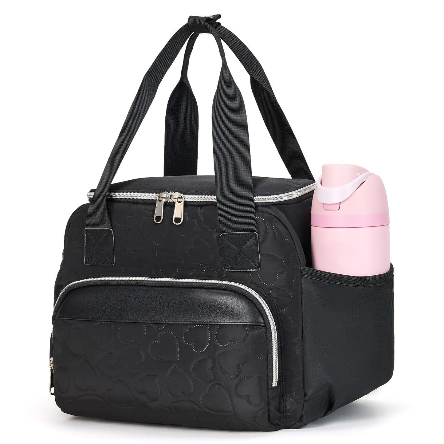 holuxer Insulated Lunch Bags for Women - Large Reusable Leakproof Cute Lunch Box for Adult, Portable Cooler Tote Bag for Work Picnic Meal Prep (Black)