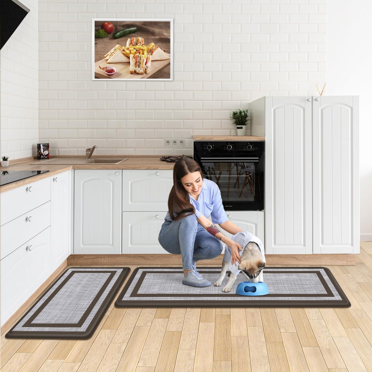 Mattitude Kitchen Mats Set of 2 Cushioned Anti-Fatigue Non-Skid Rug Sets Ergonomic Comfort Standing Mat for Kitchen, Floor, Office, Sink, Laundry,Chocolate