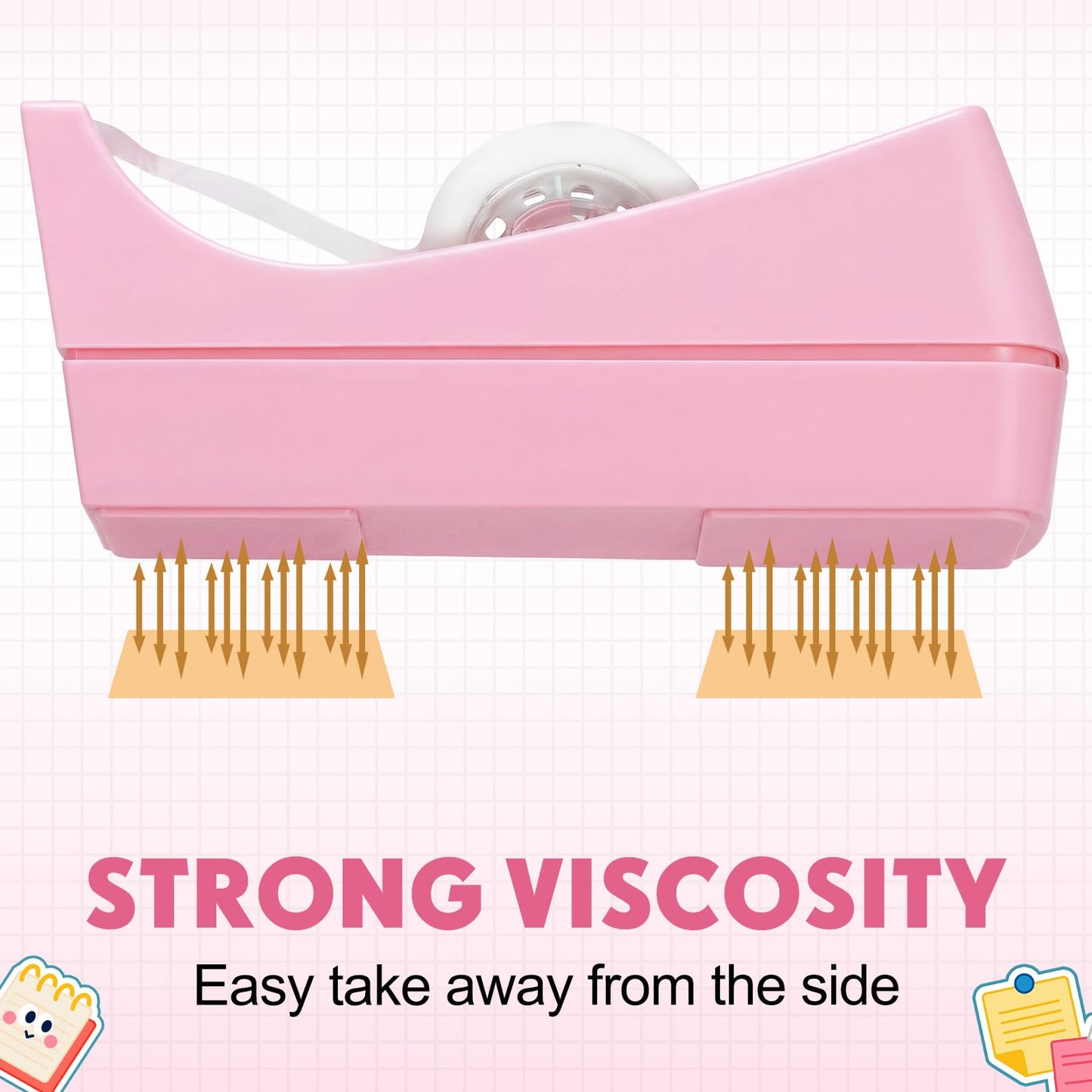 Yahenda 10 Pack Pink Desktop Tape Dispenser Non Skid Base with 0.7 x 985 Inches Invisible Tape Refills Bulk Weighted Roll Dispenser for Office Home School
