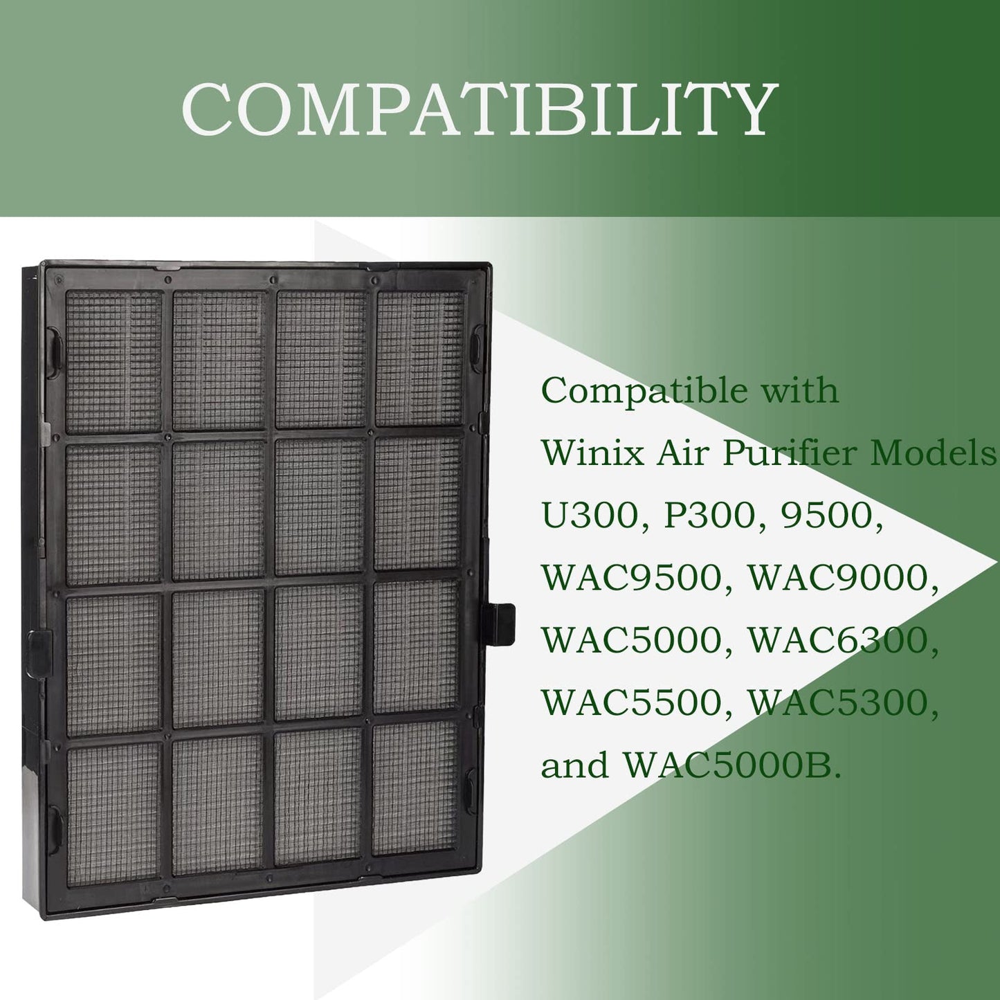 Skymechy 114190 HEPA Replacement Filter B Compatible with Winix 9500 U300 P300 WAC9000 WAC9500 WAC5000 WAC5000b WAC5300 WAC6300 WAC5500 Air Puri-fiers, The Size 21 Filter B, 1 Set