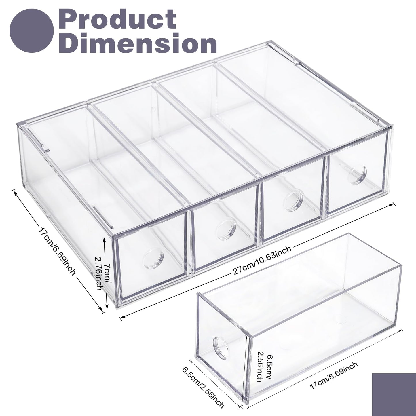 Desk Organizer with 12 Drawers, FODIENS 3 Packs Stackable Desktop Storage Box with Removable Drawer, Clear Sunglasses Organizer Display Case for Stationery Marker Pens Eyeglasses Office Supply