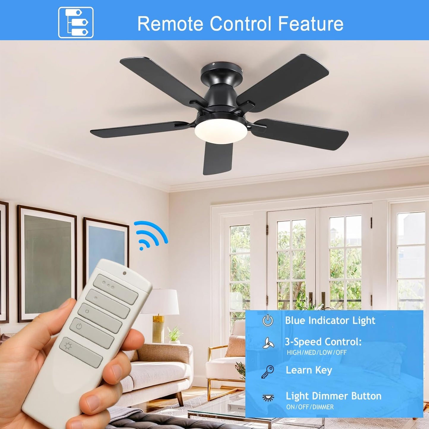 Replacement Remote for Harbor Breeze Ceiling Fan Remote Control, Light Dimmer 3-Speed Wall Mount for A25-TX001-R1, A25-TX005R, A25-TX013, ZJF-RT01A,315MHz(Remote Only)