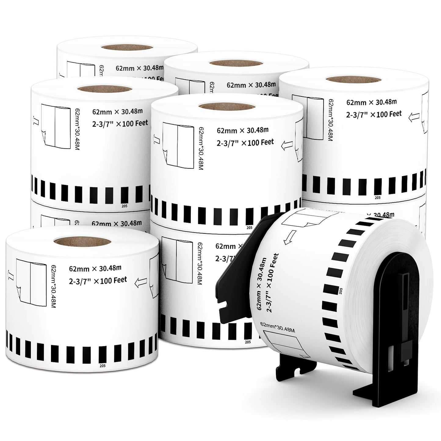 Anylabel - Compatible Continuous Labels Replacement for DK-2205 (2.4 in x 100 ft), Use with Brother QL Label Printers (12 Rolls + 1 Frame, 30.48m Length Labels/Roll)