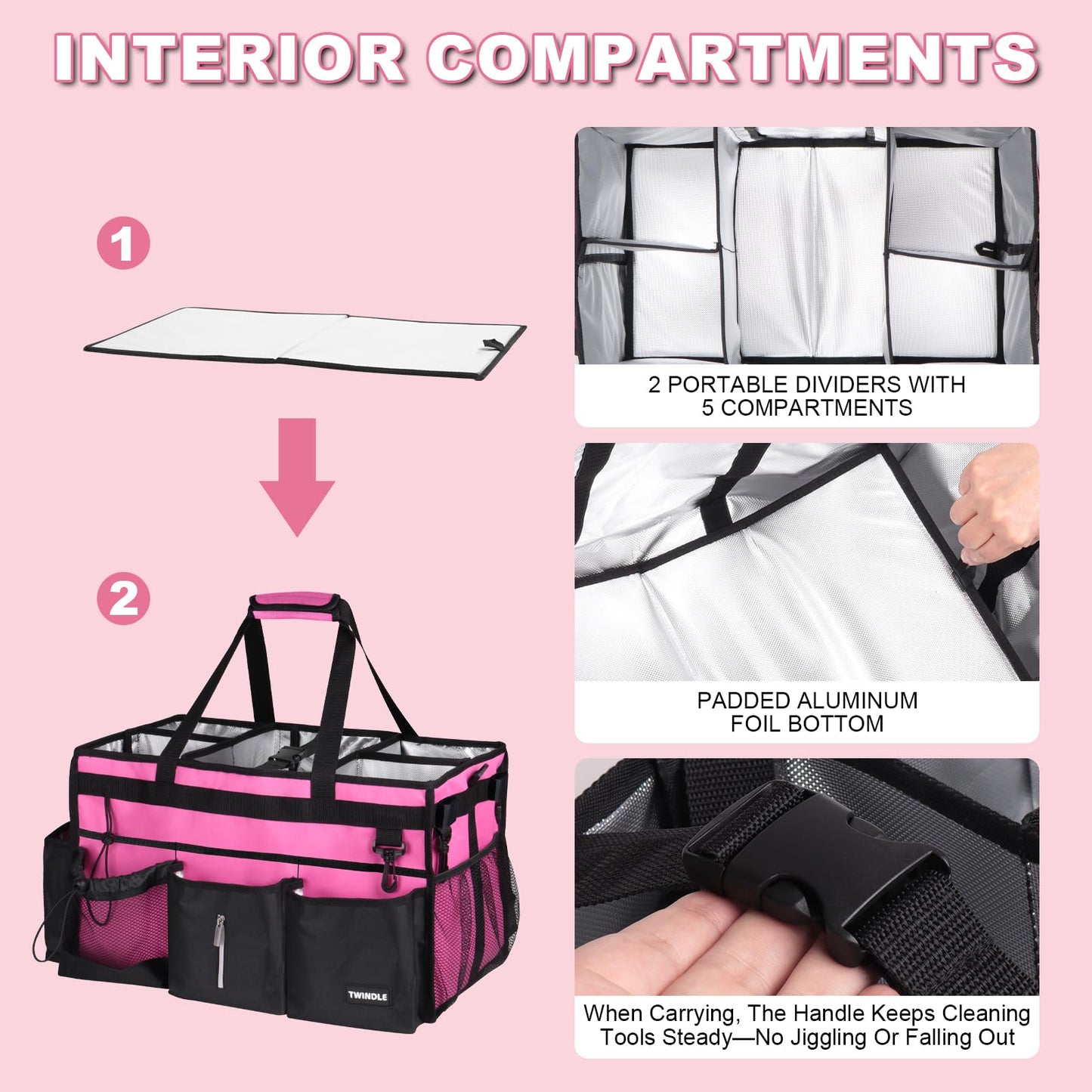 Extra-Large Wearable Cleaning Caddy With Detachable Divider,Cleaning Caddy For Cleaning Supplies Large Cleaning Supply Caddy With Adjustable Shoulder Strap & Waist Belt For Cleaners