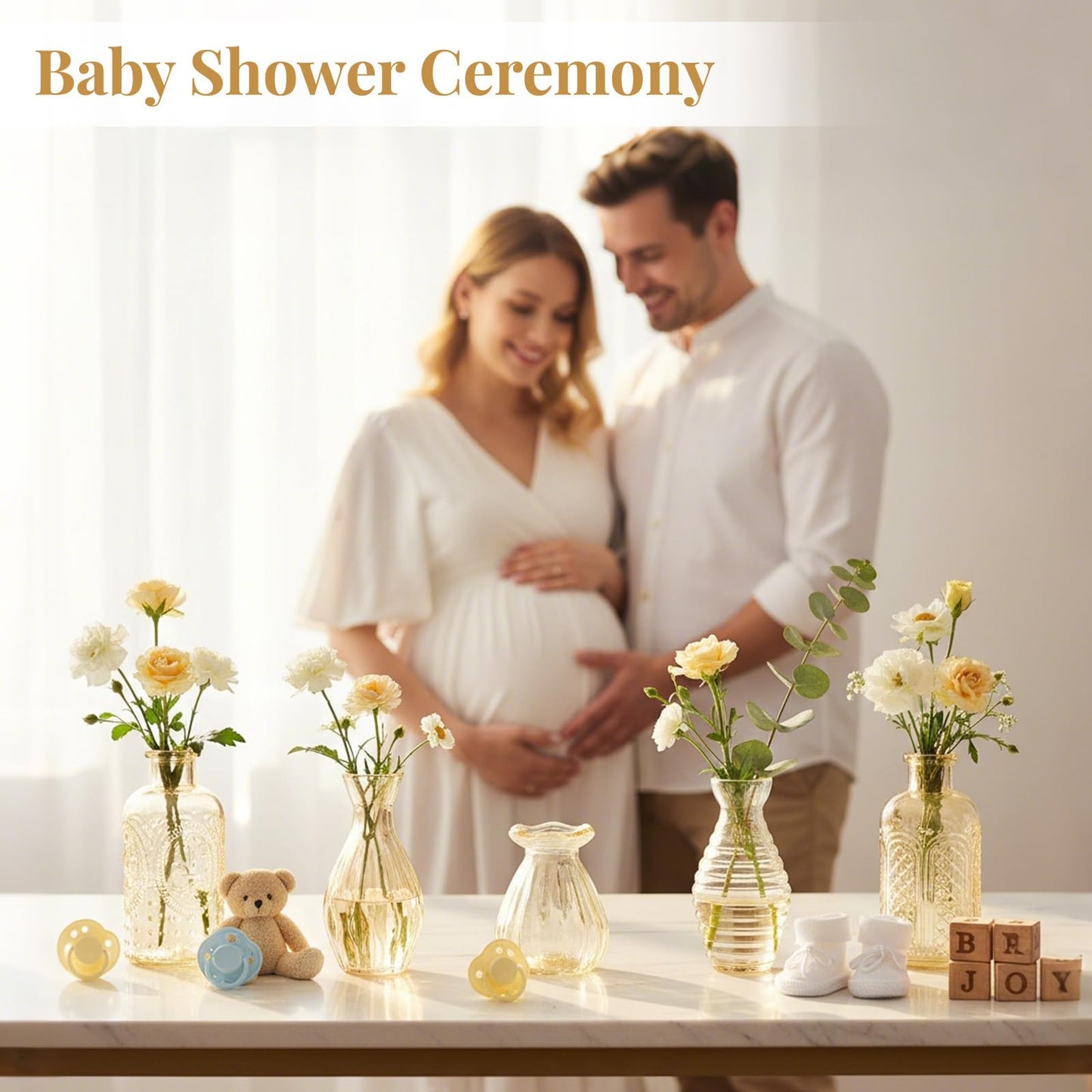 24 Pack Bud Vase in Bulk - BEAHOT Gold Flower Vases for Wedding Decorations, Glass Vase for Table Decorations, Small Vase for Home, Mother's Day, Centerpieces, Party, Office (Gold)