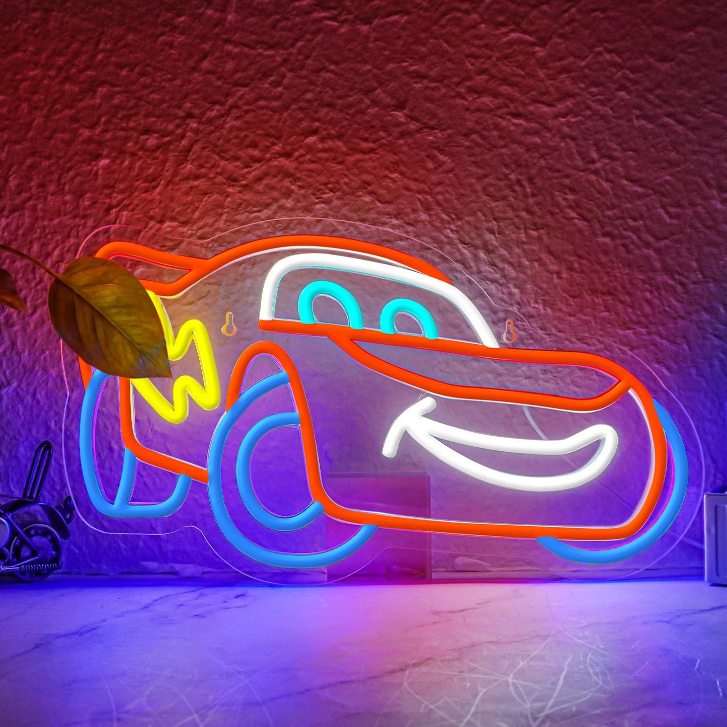 OOSIVEN Racing Car Neon Sign for Wall Decor, Anime LED Neon Light Car Themed Decor for Boys Bedroom, Gaming Room, Garage & Party Accessories - Cool Children's Birthday Gift for Car Lovers