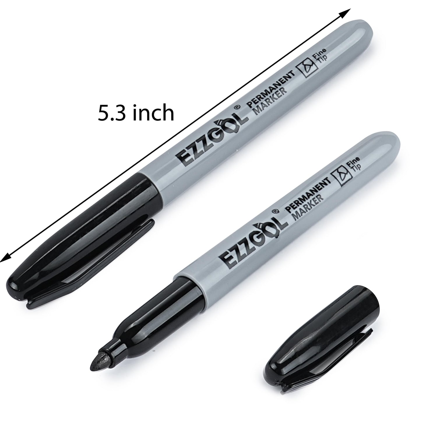 Ezzgol Permanent Markers Bulk, 300 Pack Fine Tip Black Permanent Markers, Waterproof Markers, Premium Smear Proof Pens, Quick Drying, Office Supplies for School, Office, Home