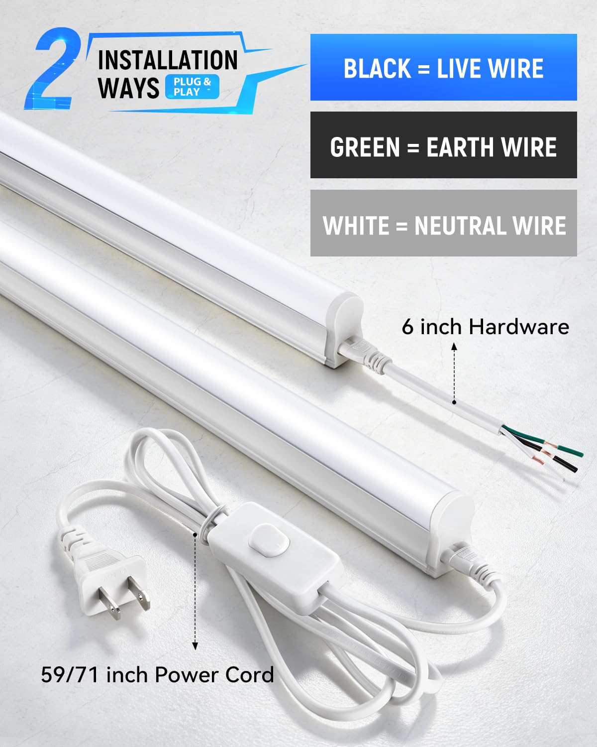 SUNLINKCO (4 Pack) 4FT T5 LED Shop Light,6500K,20W,2300LM(Super Bright White) Linkable LED Integrated Fixture,Garage Ceiling and Cabinet Light,Strip Light,Corded Electric with ON/Off Switch