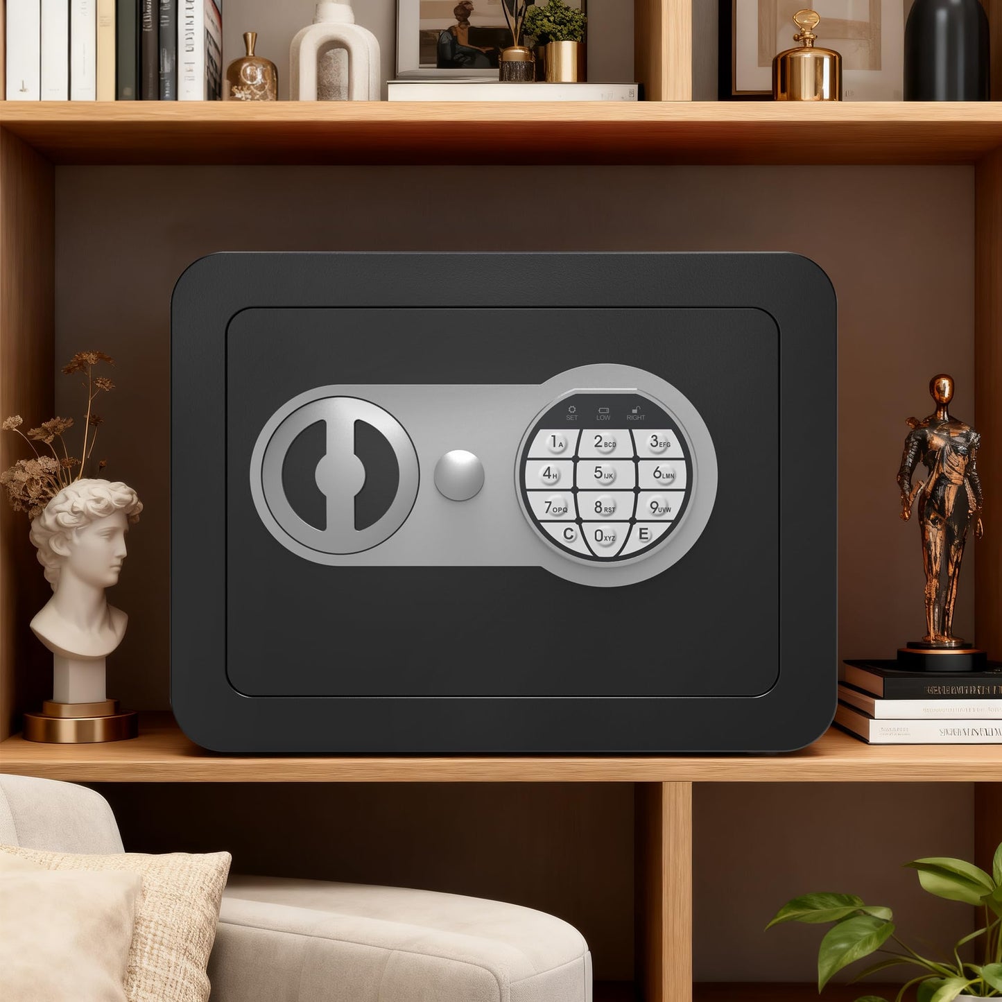 Small Safes for Home Small Safe Box Mini Safe with Coin Slot Personal Safes for Money Cash Documents Kids Safety Box with Digital Keyboard & Sensor Light Caja Fuerte Para Dinero 0.23 Cubic (black)