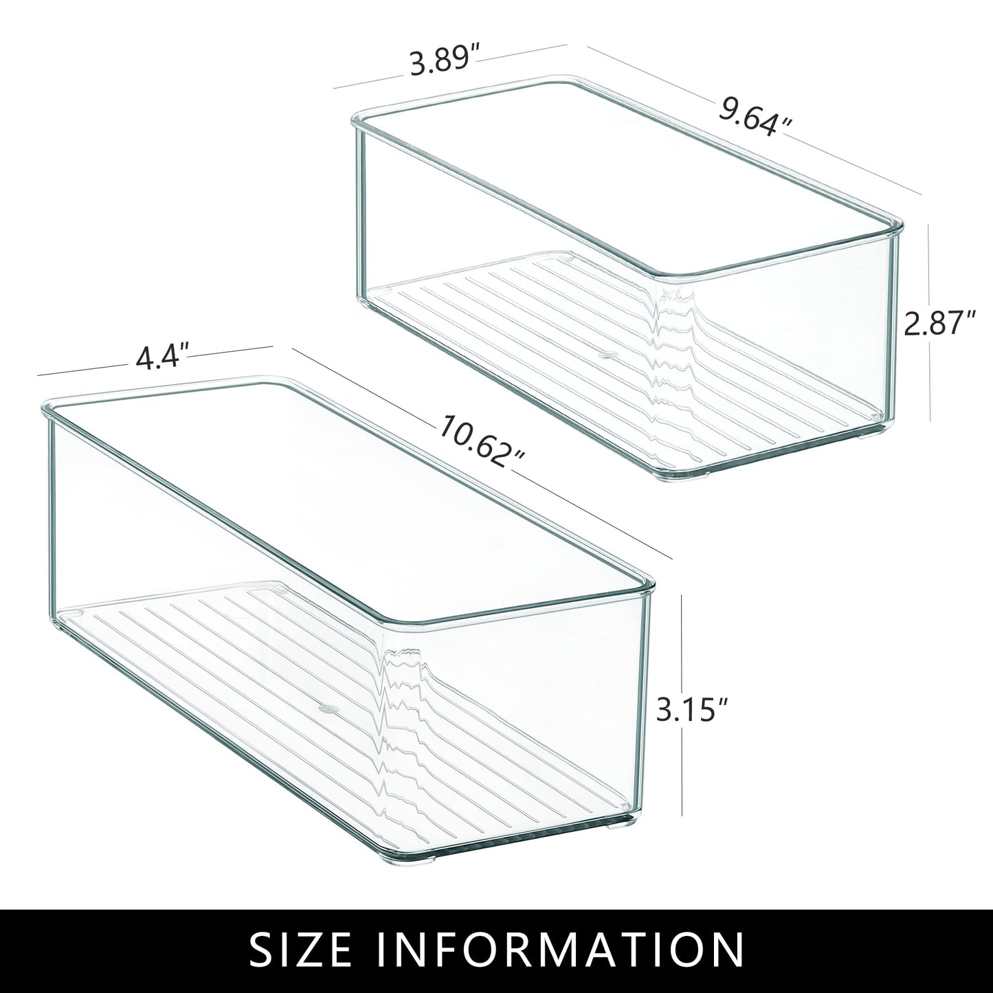 Qilinba 8 PACK Drawer Organizer Bins Bathroom Deep Drawer Silverware Organizers Clear Stackable Storage Bins for Vanity, Pantry, Office, Cabinet, Kitchen Counter Organization and Storage