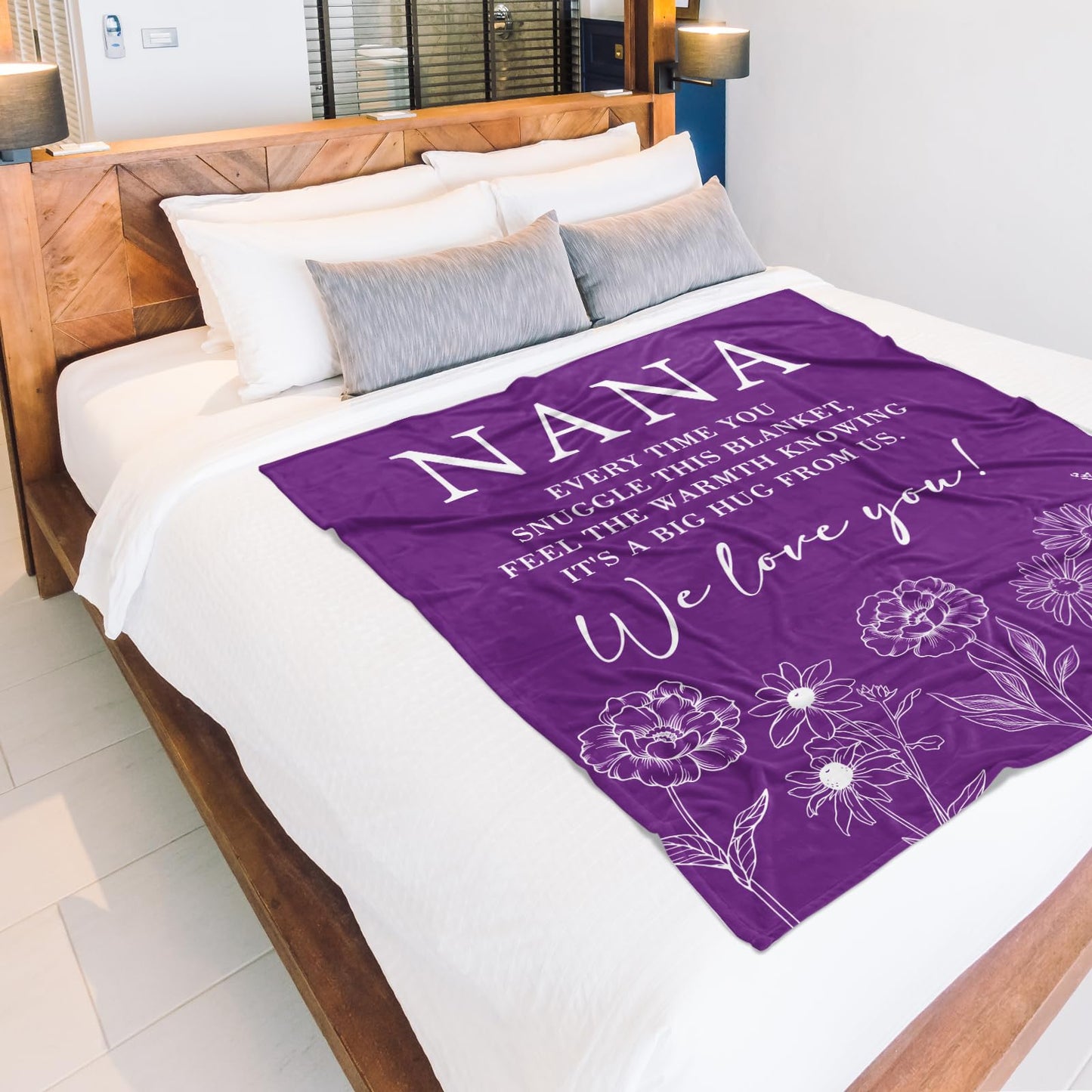 Nana Gifts, Birthday Gifts for Nana from Grandkids, to My Nana Nanny Grandma Soft Throw Blanket for Christmas 50" x 60", Purple