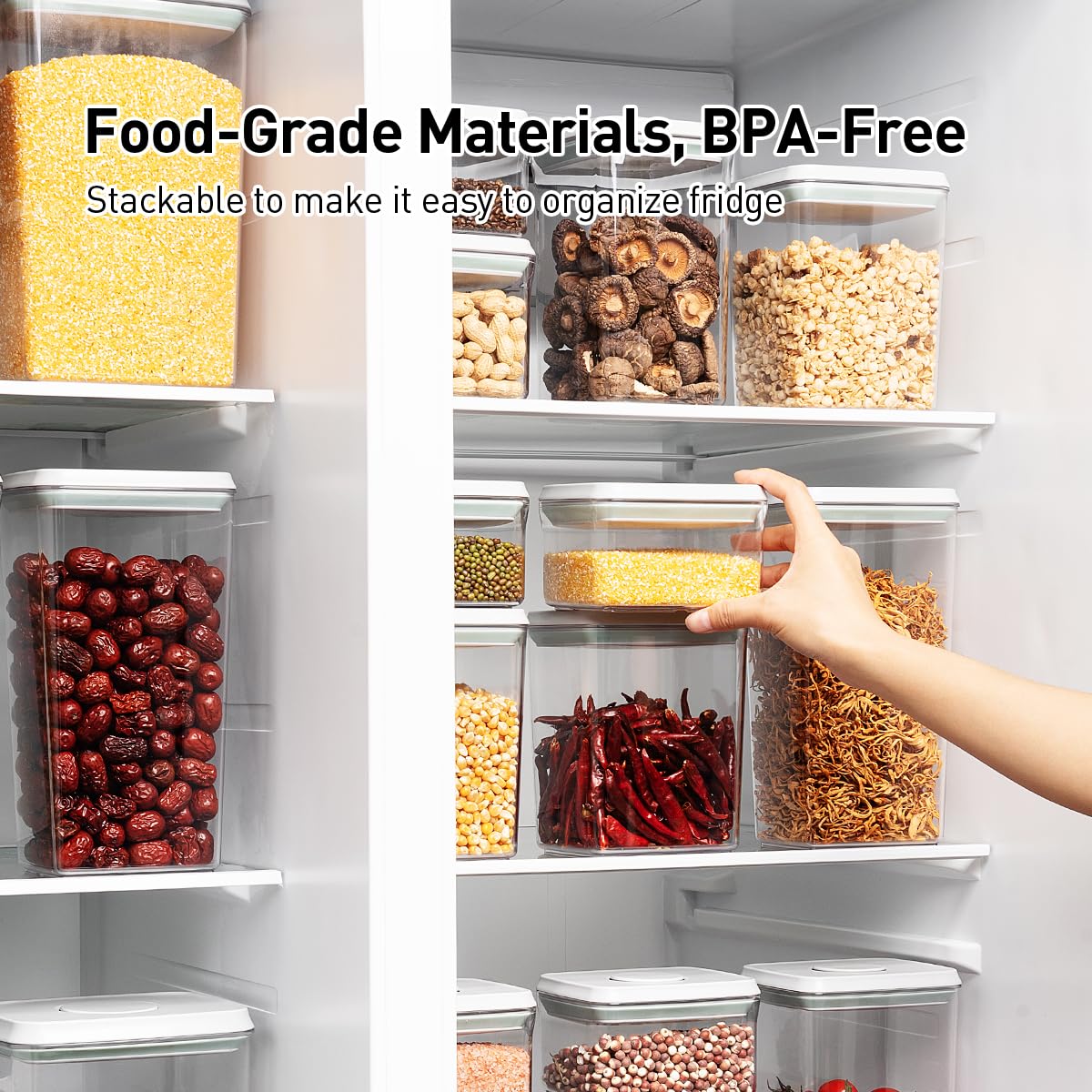 EQI Pop Food Storage Containers Set, 6Pcs Airtight Containers with Lids for Kitchen Pantry Organizers and Storage,One Button Opening BPA-Free Food Containers for Cereal Flour Sugar(0.6, 1.3, 1.9Qt)*2