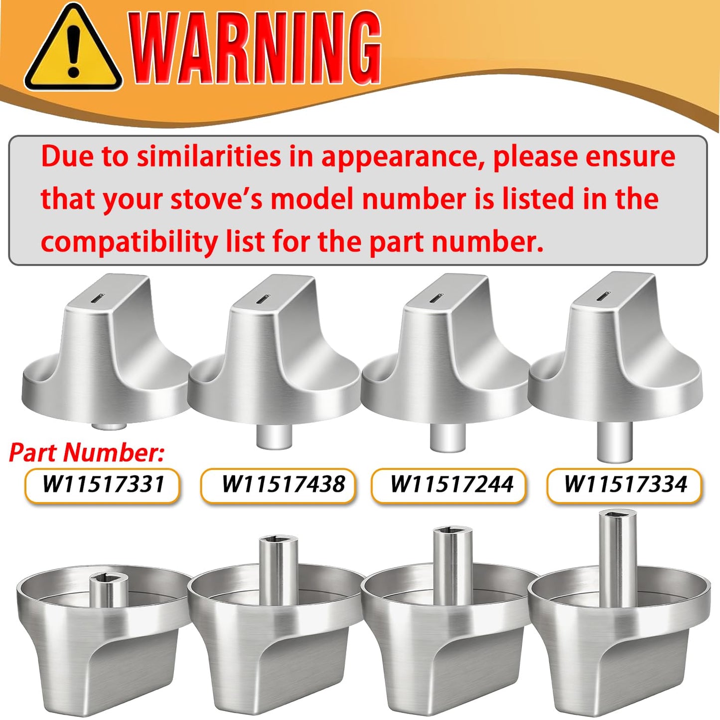 4 Pack Enhanced W11517334 for Whirlpool Gas Range Oven Knobs Replacements W10850033,W11122869 Compatible with Models WEG515S0FB0 WEG515S0FS0 WEG515S0FS2 WEG515S0FS3 WEG515S0FW0 WEG745H0FS0
