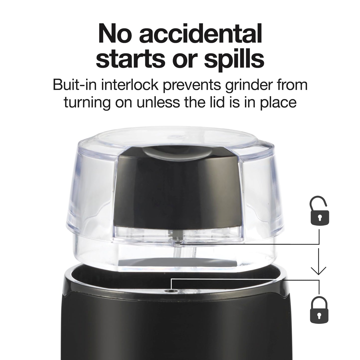Proctor Silex Electric Coffee Grinder for Beans, Spices and More, Stainless Steel Blades, Makes upto 12 Cups, Black