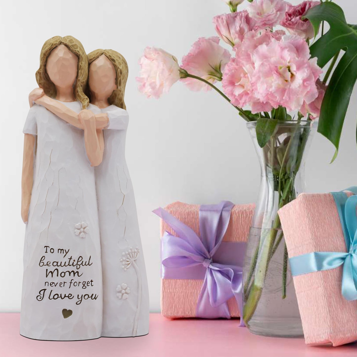 AcowSpt Mom Birthday Gifts from Daughter, Birthday Gift for Mom from Daughter, Valentines Day Gifts for Moms, Sculpted Hand-Painted Figurine