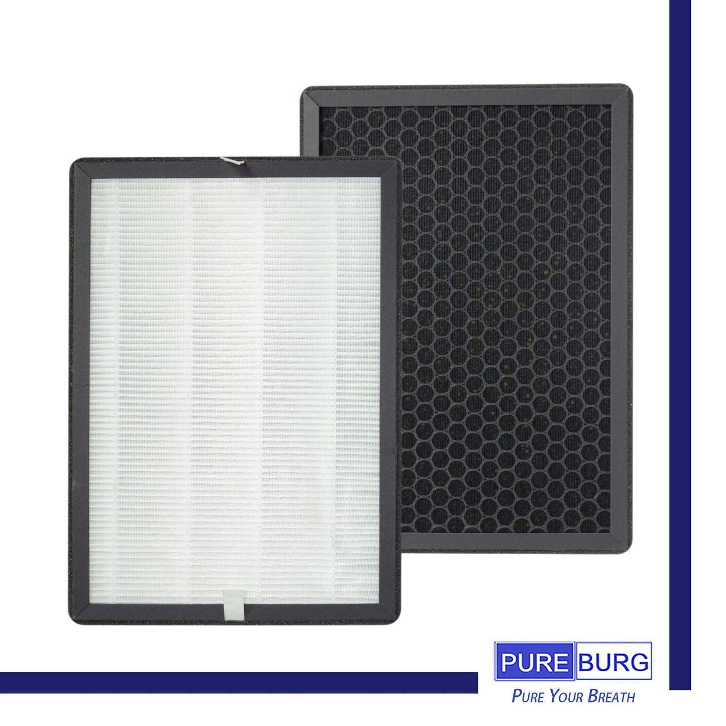 PUREBURG Replacement Filter Compatible with MOOKA KOIOS GL-FS32 & AZEUS GL-FS32 Air Purifiers, Pack of 2, H13 True HEPA Activated Carbon 2-in-1