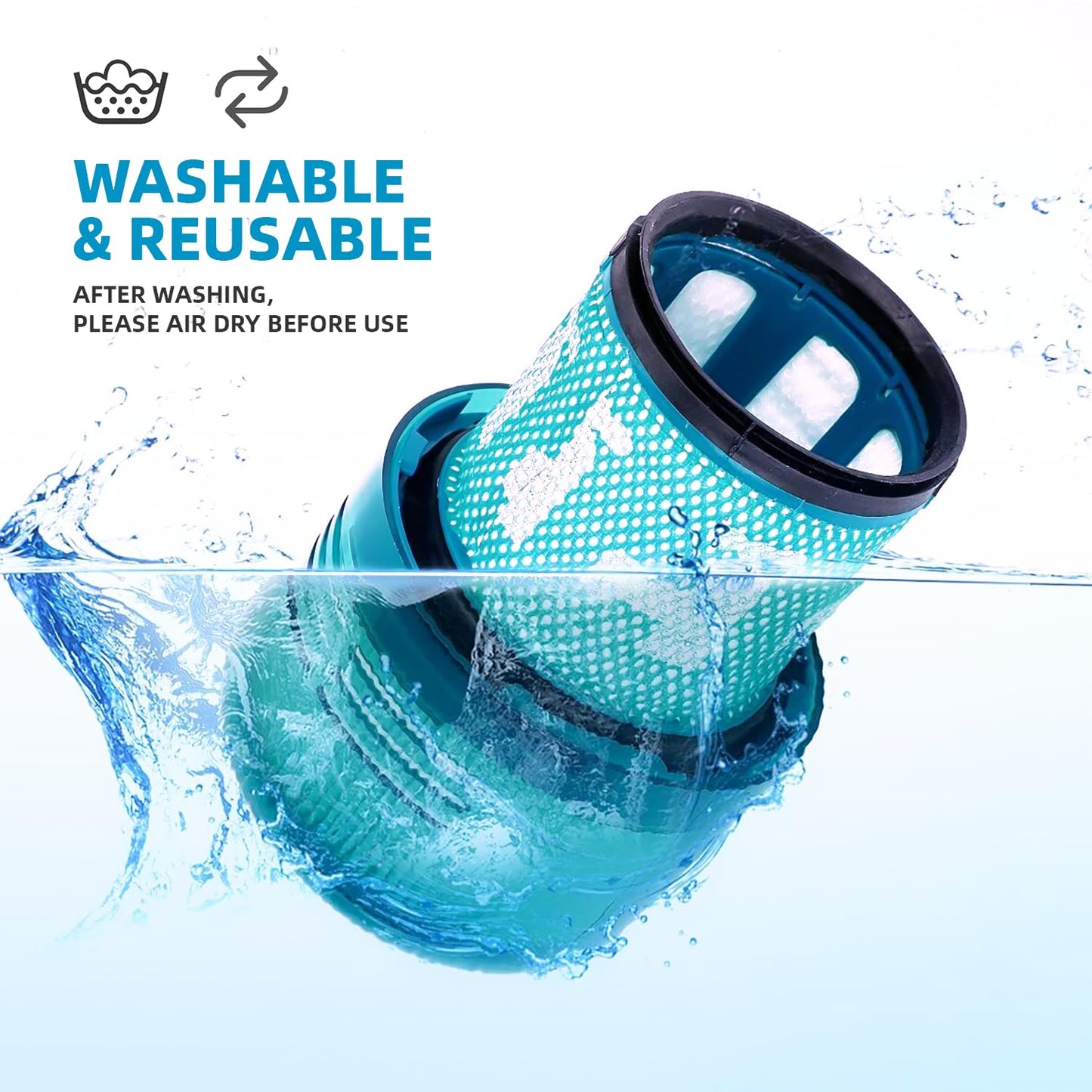 Dyson V15 Filter, 3-Pack Premium True HEPA Replacement Filters Compatible with Dyson V15 Detect, V15 Detect Absolute, V15 Submarine, V15 Detect Filter, V11 Animal Filter, V11 Filter, Part no 970013-02