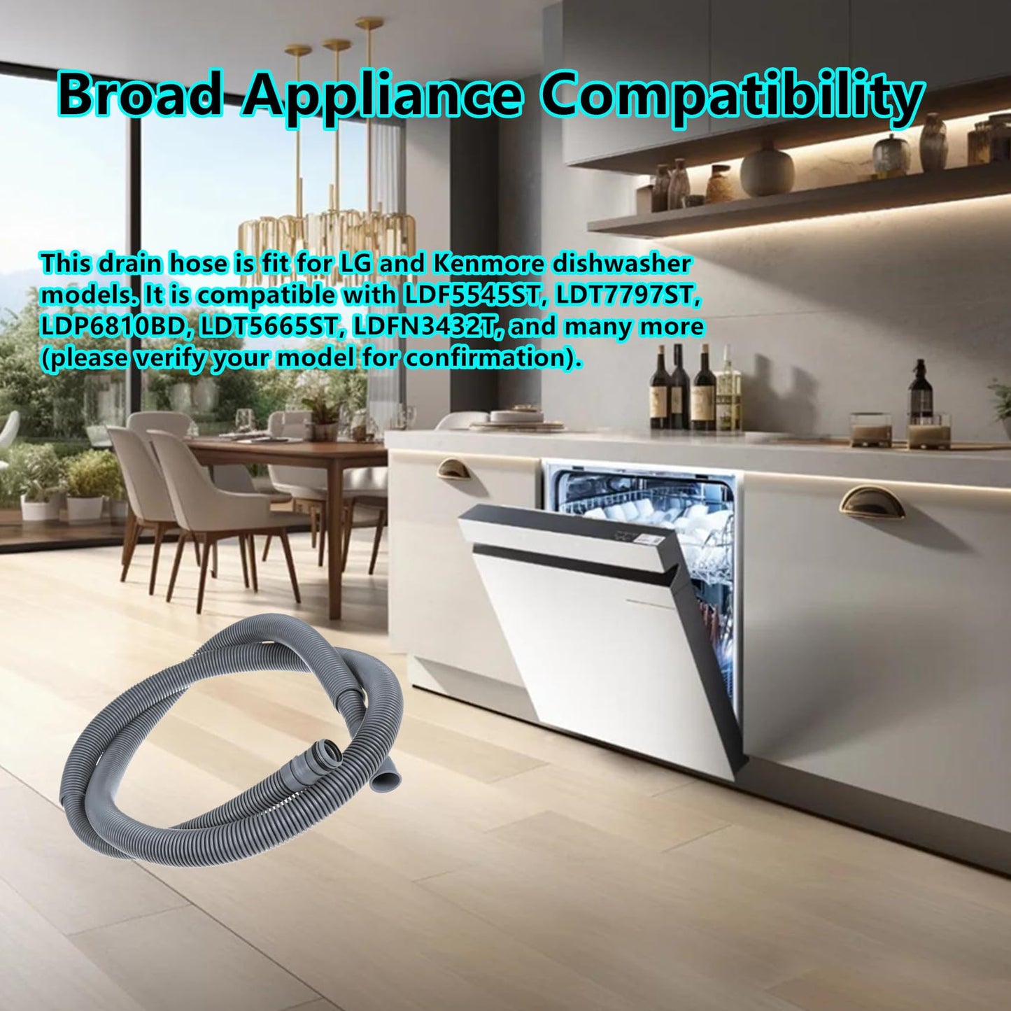 AEM74333104 Drain Hose Assembly Replacement for LG Kenmore Dishwasher Drain Hose Compatible with LDT5665ST AP7034217 PS16621806 LDF5545ST LDT7797ST LDF5545SS LDFN3432T LDFN343LS LDFN4542S LDP6810BD