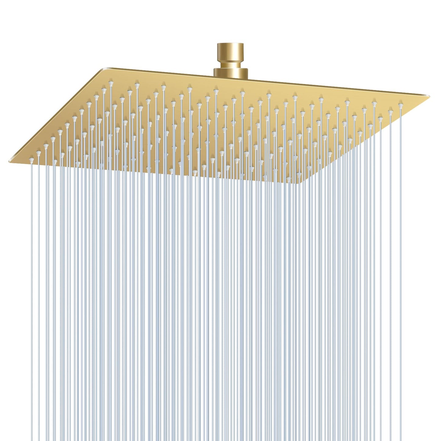 KINLIV 12 inch Brushed Gold Rain Shower Head - All Metal 304 Stainless Steel, Full Body Waterfall Shower with 144 Silicone Nozzles - Square Showerheads Ceiling or Wall Mount Modern Bathroom