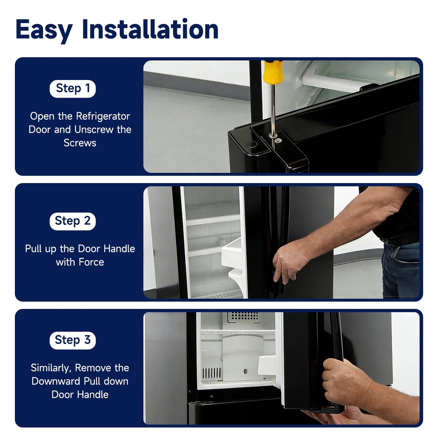 LEYURISE Refrigerator Black Door Handle Assembly Replacement Door Handle Set Compatible with GE Refrigerator Replace#: WR12X32350 WR12X48768 WR12X21196 AP6985343 PS12749320