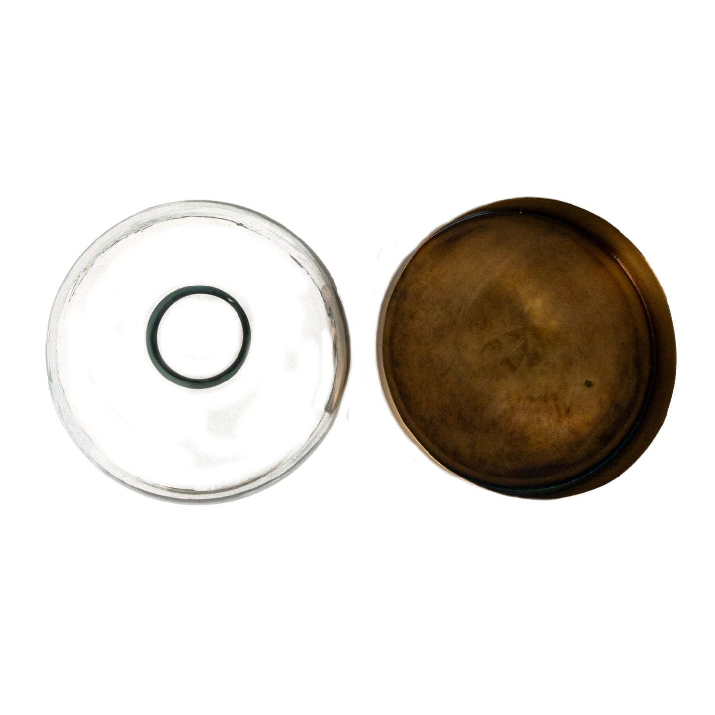 Creative Co-Op Sophisticated Glass Cloche with Metal Tray, Clear and Antique Brass