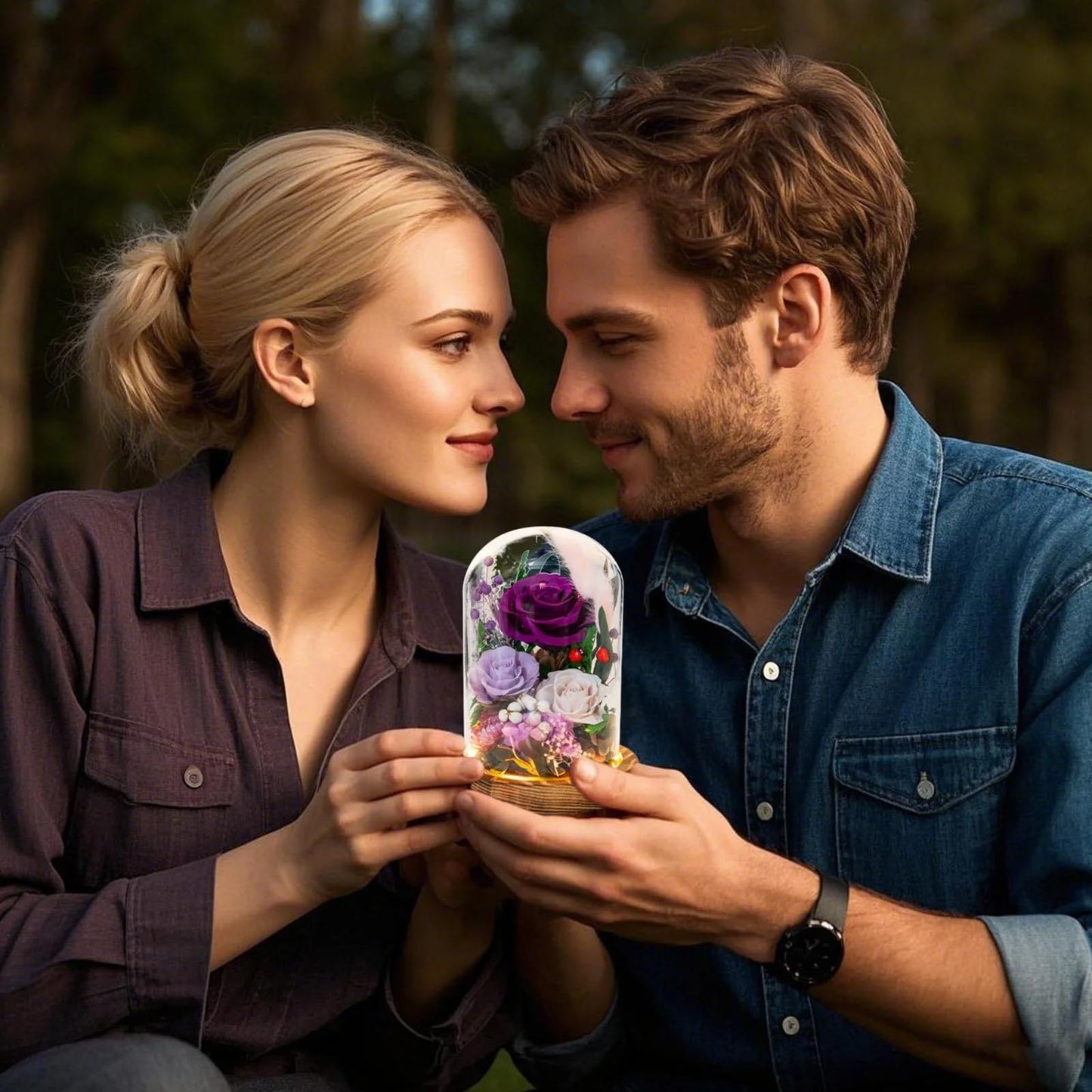 HUACHIPLUS Forever Flower Gifts for MOM:Perfect Mothers Day Flowers for Mom Wife Grandma-Preserved Flower with Symbolic Ladybugs–Flowers for Delivery Prime on Anniversary Birthday (Purple)