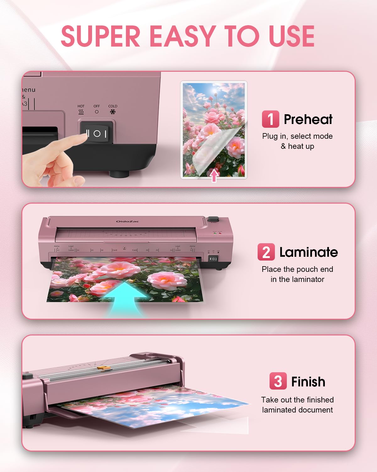 OidoZac 13 Inch Laminator Machine, A3 Personal Laminator Kit for Teachers with 20 Laminating Sheets, Hot Cold Thermal Lamination 11x17 with Anti-Bend Plate, ABS Anti-Jam & 20dB Quiet for Office School