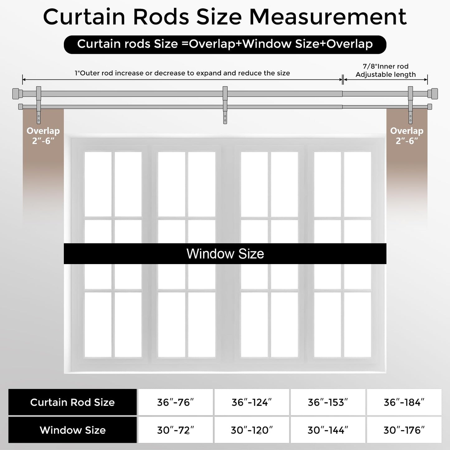 Wolistsa Brass Double Curtain Rod, Warm Gold Extra Long Dual Curtain Rods for Windows 72 to 144 Inch, 1 Inch Adjustable Heavy Duty Spliced Double Rod, Pro-Plating Process, Aluminium Finials