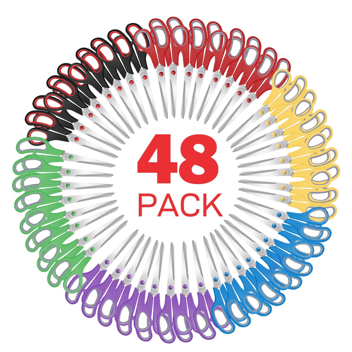 Xnluothsk 48 Packs 8" Sewing Craft Scissors Bulk,Multipurpose Heavy Duty Sharp Paper Scissors,Stainless Steel Shears for Home Office Student Teacher Supplies