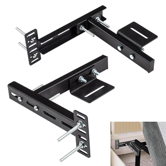 2 Pack Adjustable Headboard Brackets for Bed Base, Metal Headboard Brackets kit for Bed Frame, Black Footboard Extension Kit Compatible with Twin Full Queen King Bed