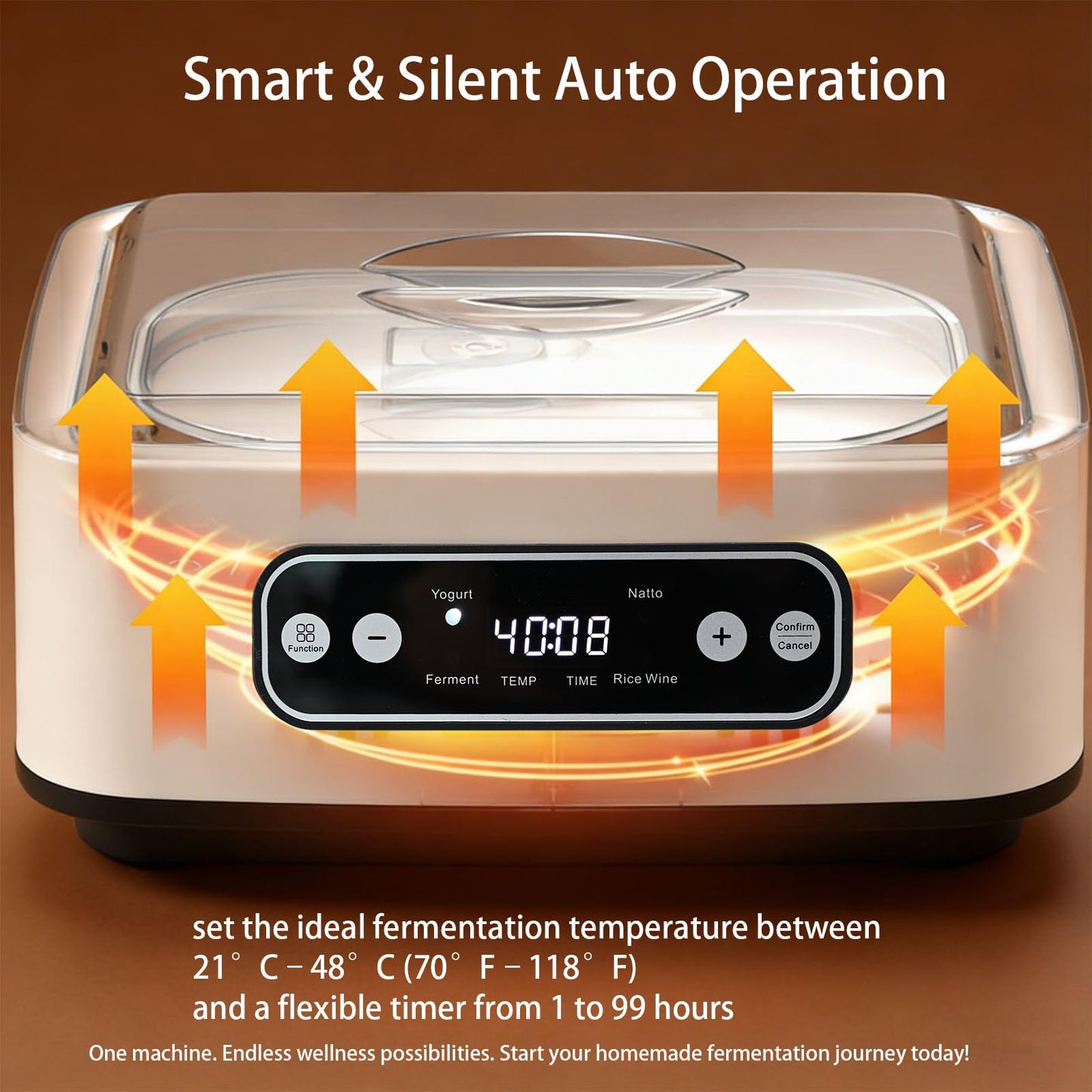 Yogurt Maker，with Timer and Temperature Control, Auto-Shutoff Feature, 1.6-Liter Stainless Steel Inner Pot + 9 Dishwasher-Safe Jars—Easily Make Fresh Probiotic Yogurt and Enjoy Natural Health
