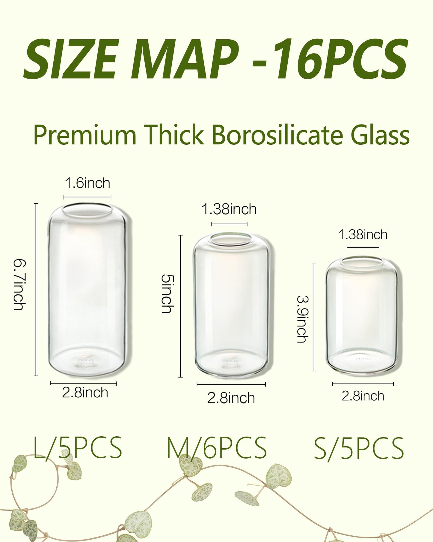 ZENS Bud Vases in Bulk Set of 16, Modern Small Glass Vases for Flower Clear Bud Vases for Wedding Centerpiece, Modern Blown Small Vase for Flowers, Wedding Party Events Decorative Home Decor