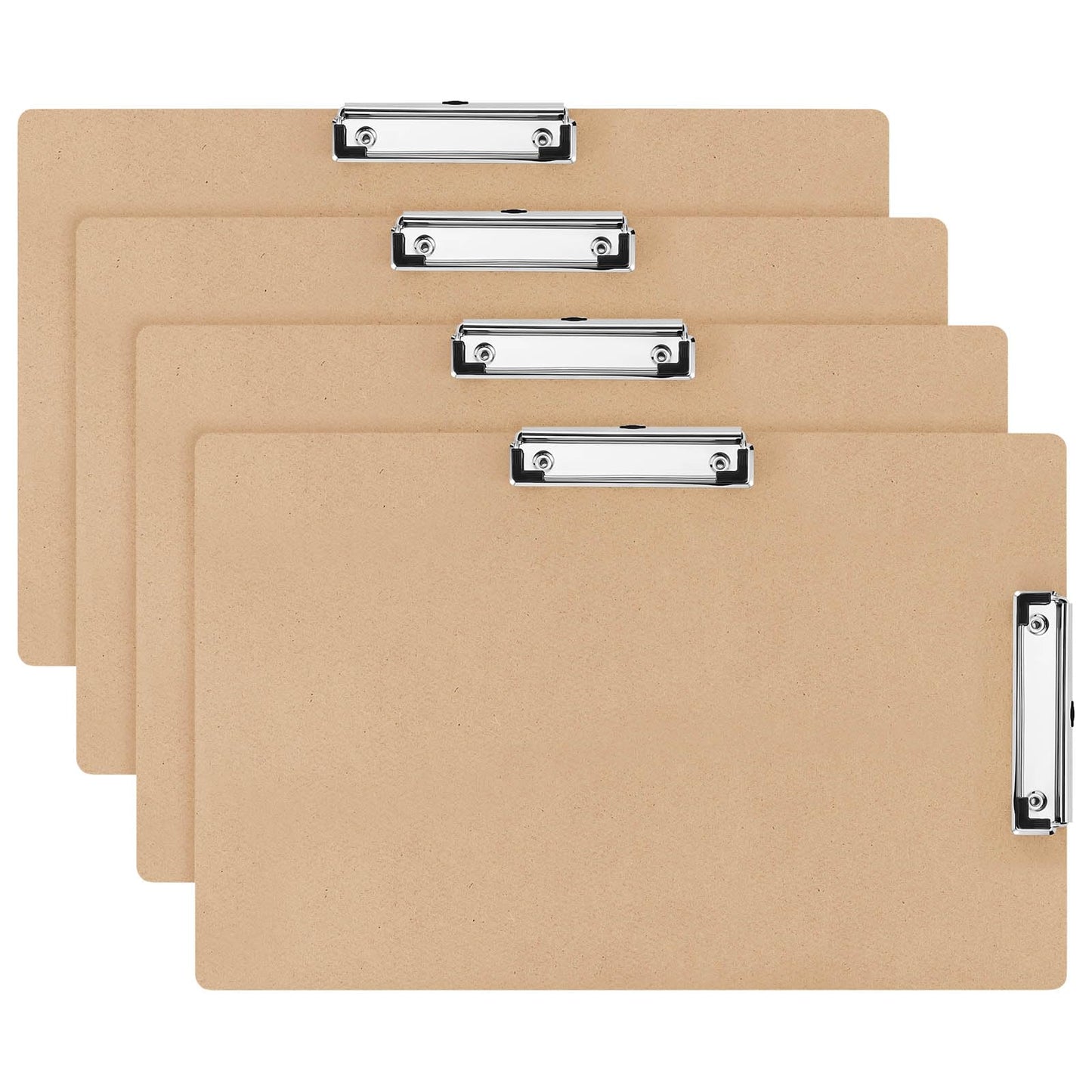 Henoyso 4 Pcs Extra Large Clipboard Wooden Lap Board with Low Profile Clip Brown Double Landscape Clip Hardboard Drawing Horizontal Clipboard for Paper Sketching Art Supplies (14x20 Inch)