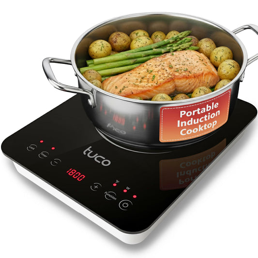 TUCO Portable Induction Cooktop Burner Hot Plate Electric Stove with Shatter-Proof Ceramic Glass, LCD Sensor Touch, ETL Certified, 20 Cooking Modes, 1800 Watts