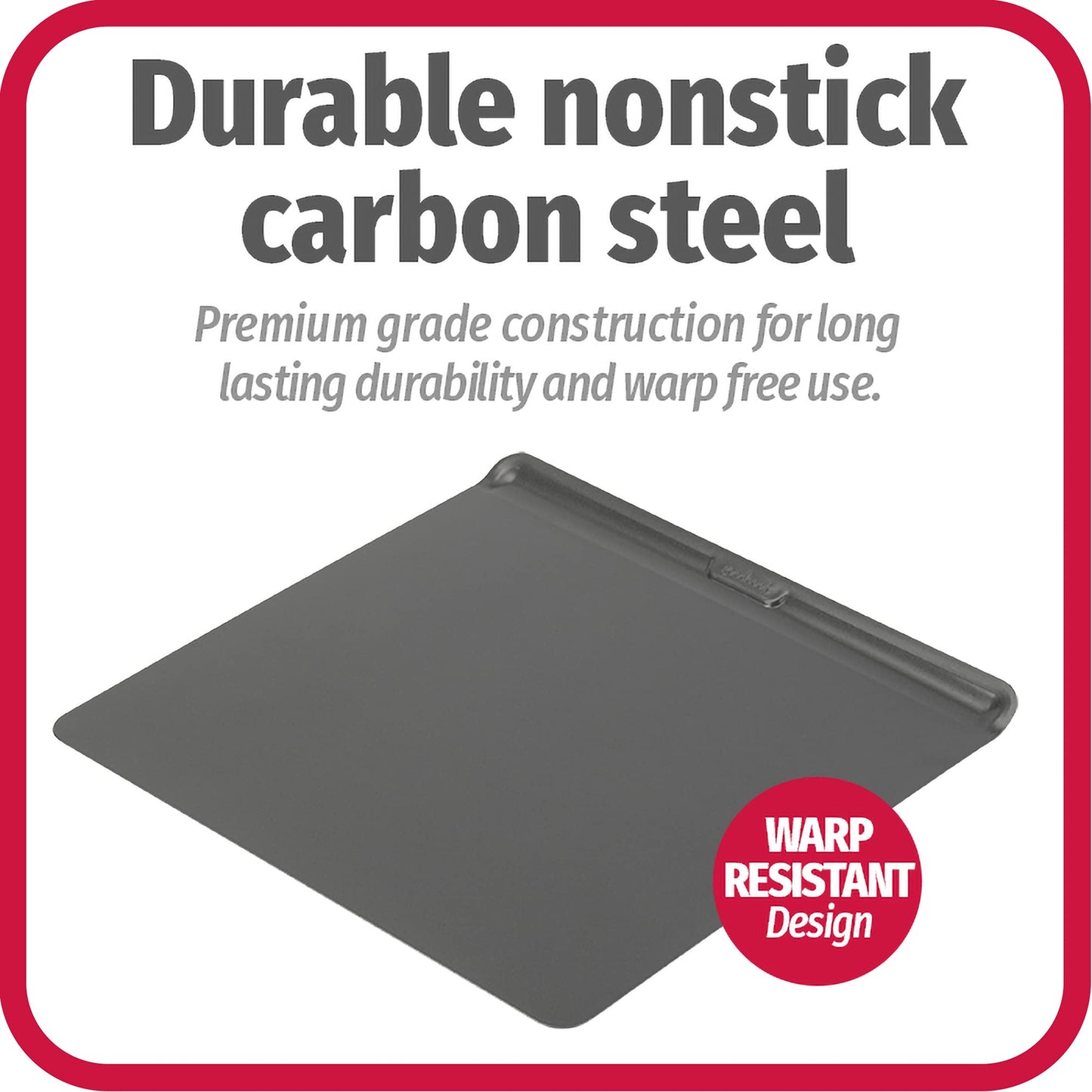 GoodCook AirPerfect Insulated Cookie Sheets Set of 2 Nonstick Carbon Steel Construction Pans for No-Burn Baking with Ergonomic Grip, 16 x 14-Inch, Gray