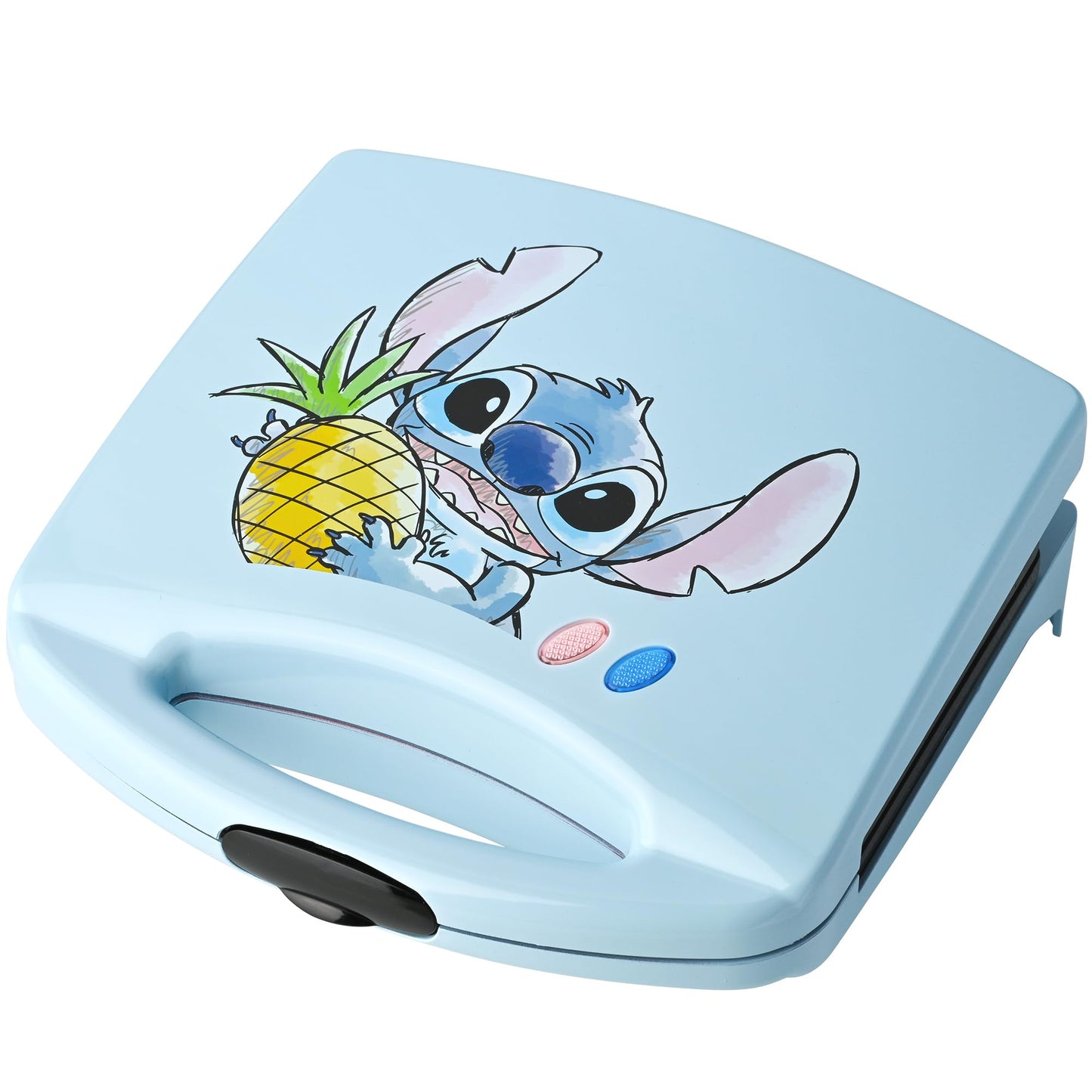 Select Brands Disney Lilo & Stitch Grilled Cheese Sandwich Maker - Kitchen Appliances - Ceramic Nonstick Cooking Plates - Panini Press - Imprints Stitch Image - Dual Sandwich Machine