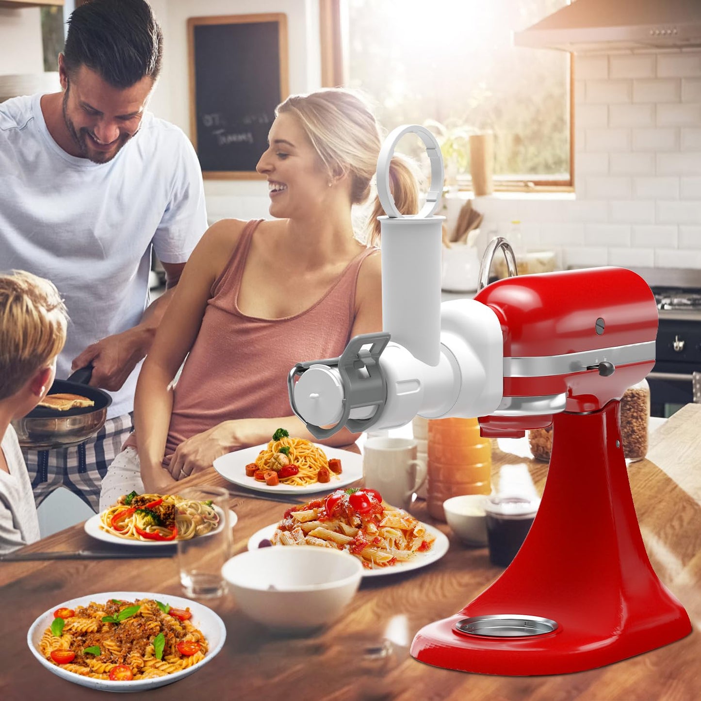 Pasta Maker Attachment for Kitchenaid Stand Mixer with 6 Different Shapes of Pasta Outlet, Durable for Kitchenaid Accessories and Attachments, Dishwasher Safe