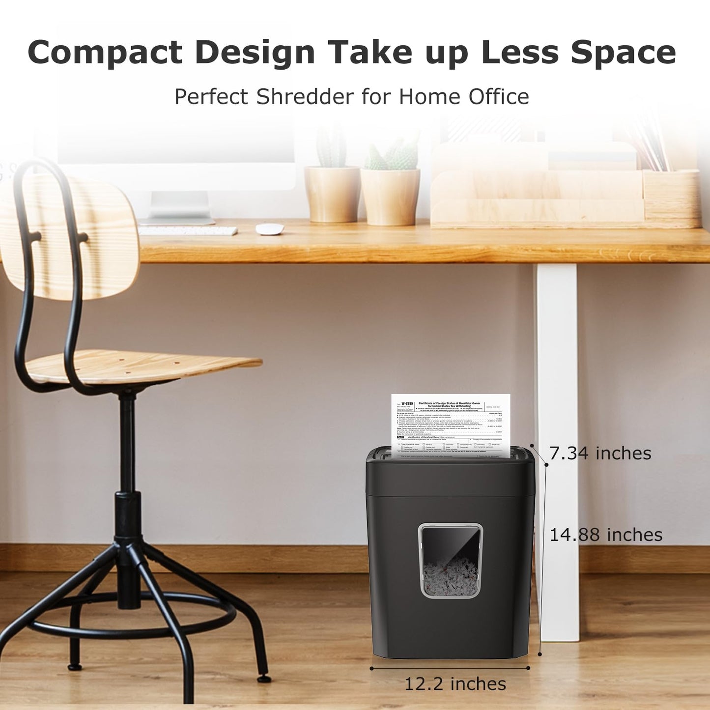 Bonsaii Paper Shredder, 8-Sheet Crosscut Home Office Shredder with 4.2 Gallon Bin, P-4 Security Level Document Shredder Shred Credit Card/Mail/Staple/Clip (C261-C Updated)