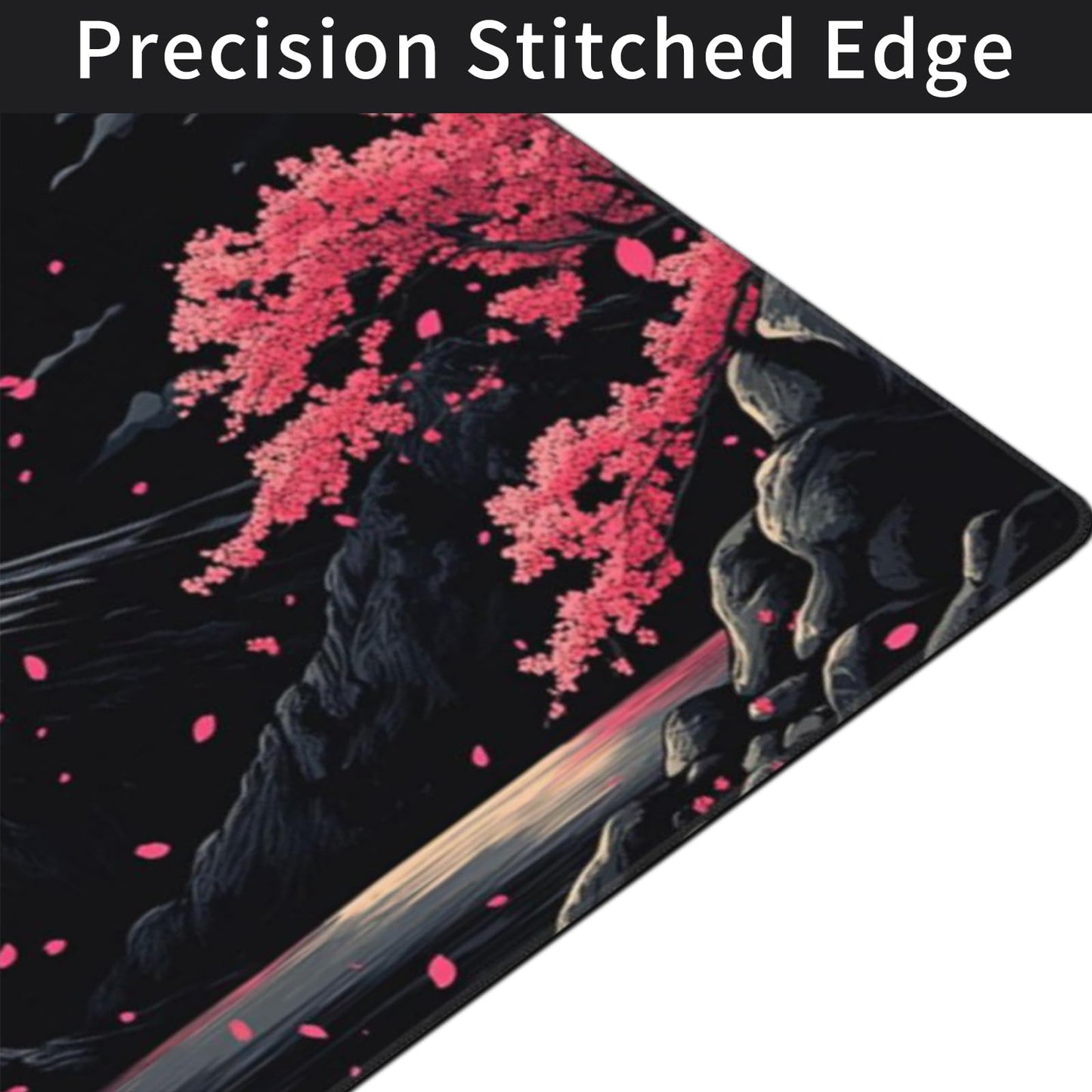 ZOCOZY Extra XXXL Japanese Cherry Blossom Gaming Mouse Pad, Watercolor Mouse Pads Keyboard Mat, Stitched Edges Mousepad, Non-Slip Rubber Base Desk Mat for Office & Home (48x24 Inch)