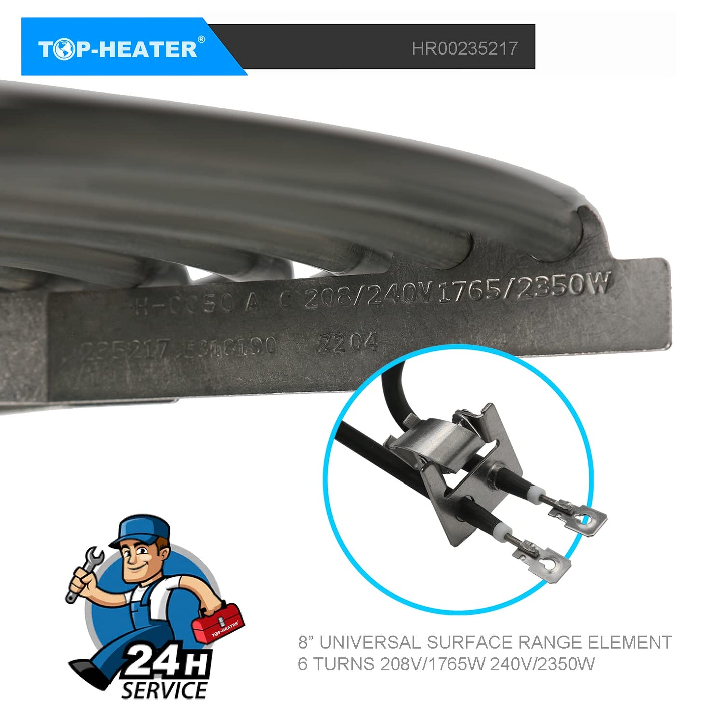 TOP-HEATER Electric Range Burner Element Unit Set 235217 8'' & 235210 6'' Replacement Match B30X359 & WB30X348 Surface element for GE Hotpoint RCA Range Stove, 4 Pack