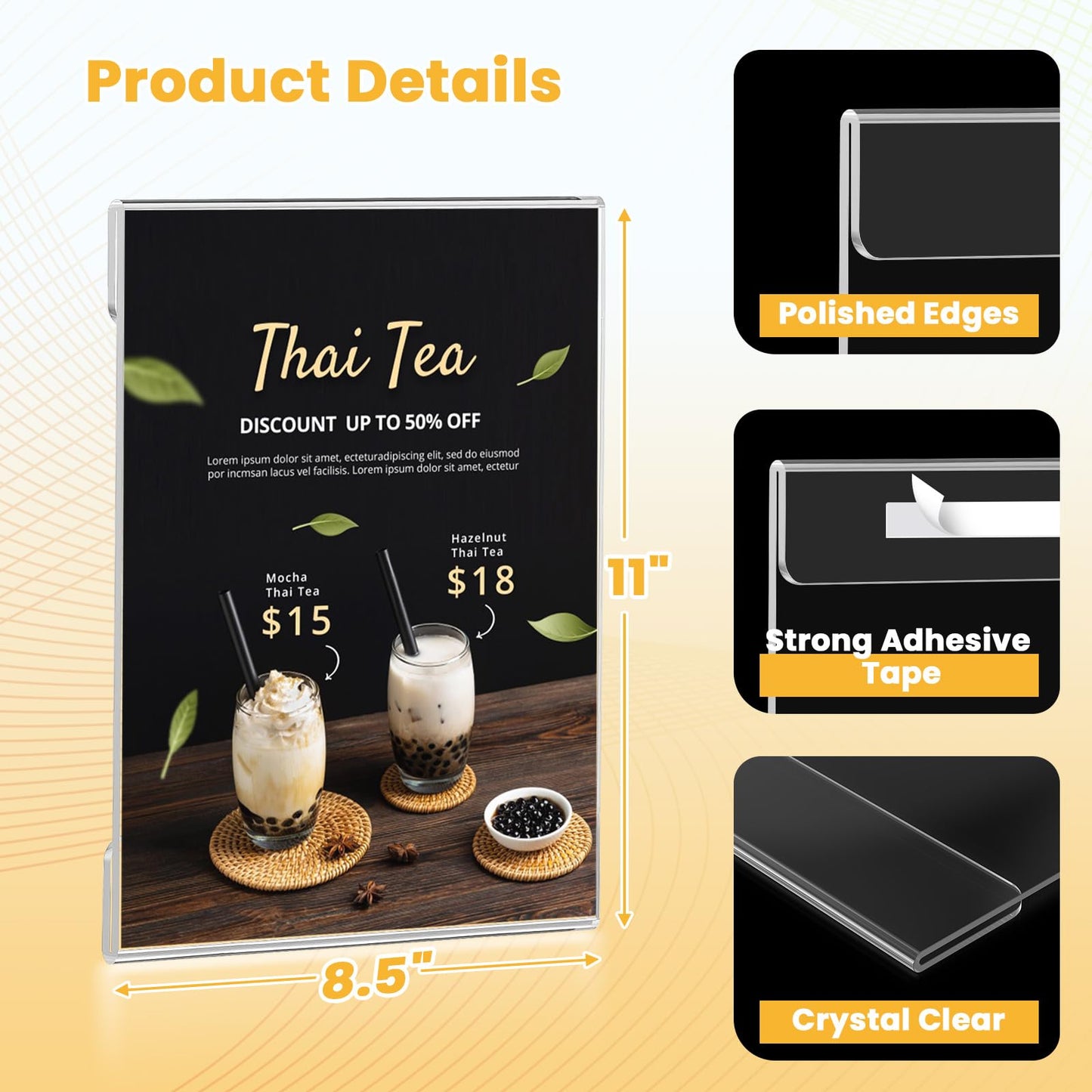 20 Pack Acrylic Sign Holder 8.5 x 11 Wall Mount, Clear Wall Signs Photo Menu Flyer Display Holders, Plastic Paper Picture Acrylic Frames for Office Home Restaurant Business Store (with Adhesive Tape)
