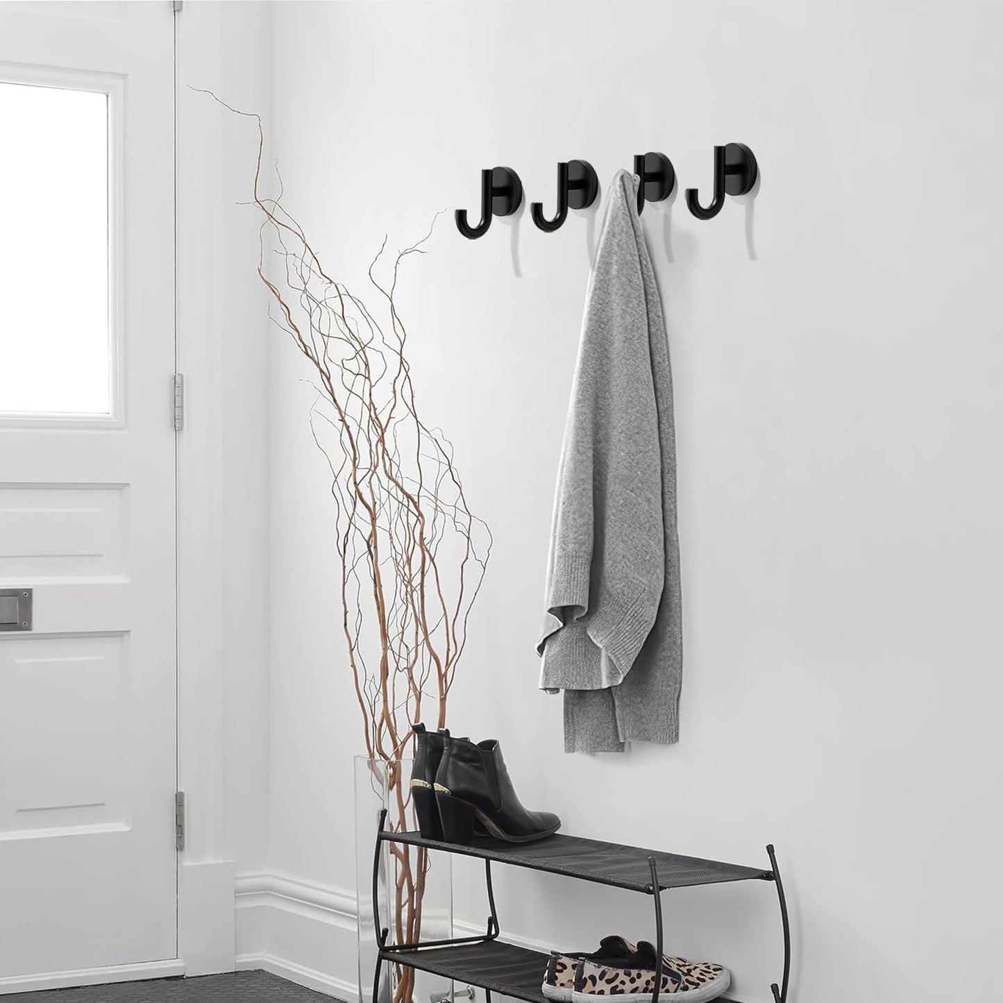 LONHECAN 3 Pack 3-inch zinc Alloy Black Robe Hooks, with Screws, Suitable for Bathroom Towel Hooks, Garage and Multi-Room wall-Mounted Racks in the Laundry Room