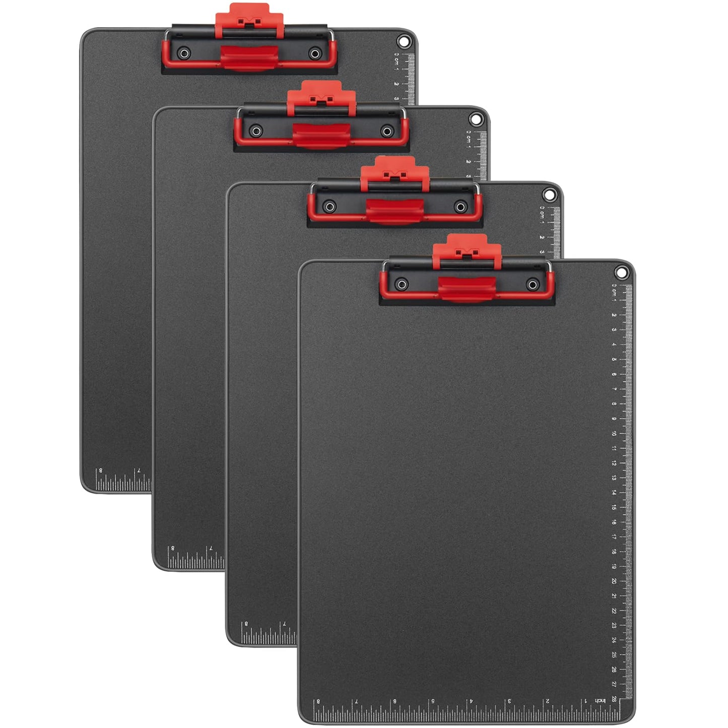 Clipboard with Pen Holder, Aluminum Frame & 2-in-1 Upgraded Clip, A4 Size 12.5 x 9 Inch, Heavy Duty Portable Writing Board with Anti-Slip Backing, for Office School Classroom Doctor Coach(4 Pack)