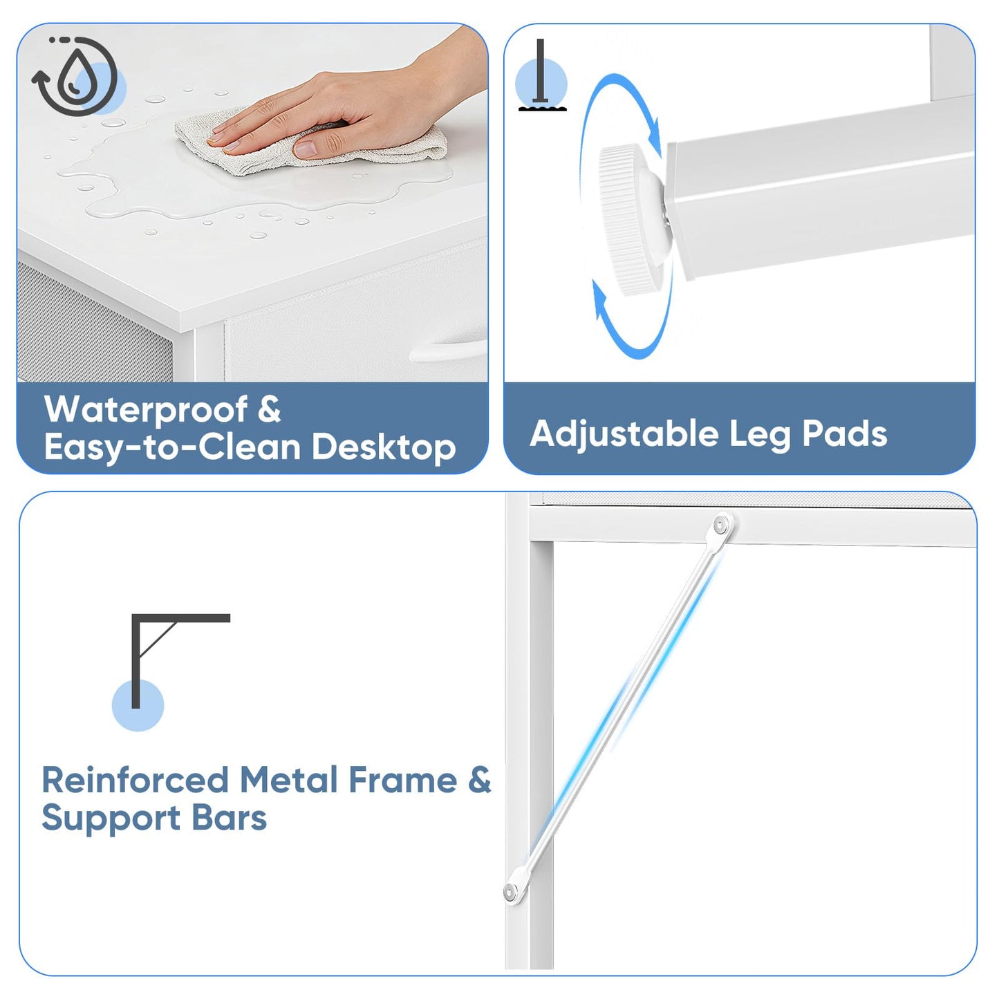 DUMOS 31.5" x 19.7" Compact Computer Desk with Monitor Stand and 2 Drawers, Small Writing Desk with Drawers for Home Office, Study Table for Small Spaces, White