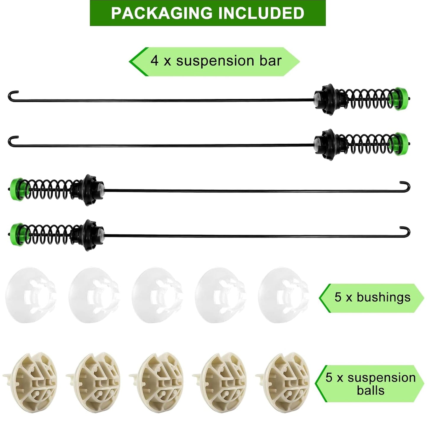 TOMOON Suspension Rod Kit for May-tag MVWC565FW2 MVWC565FW1 MVWX655DW1 MVWX655DW2 Bravos Washer, Replacement Damper Rods for Whirl-pool WTW5000DW3 WTW5000DW2 WTW5000DW1, Fix Shaking & Unbalanced, 4PCS