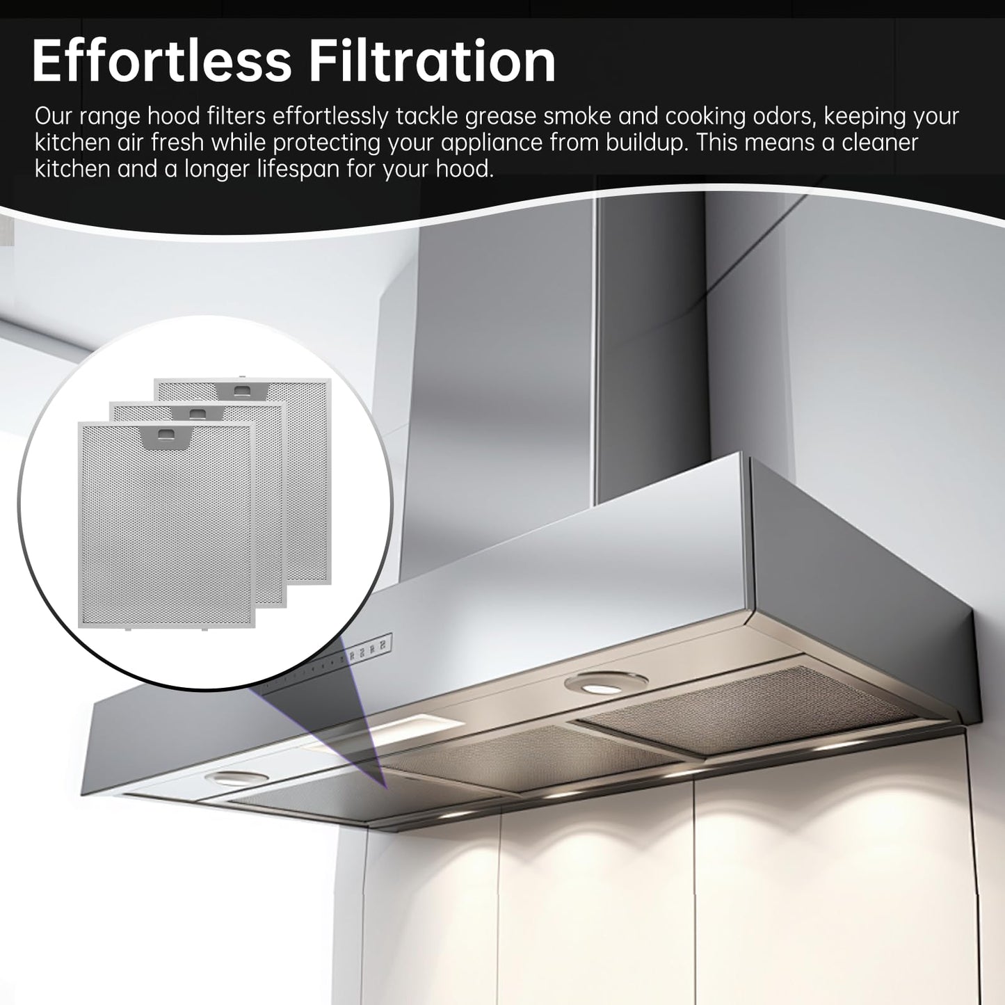 3 Pack WB02X24871 Range Hood Filter - Exact Fit 11.77" x 10.2" x 0.31" - Fits GE JVW5361EJ1ES, JVW5361SJSS, JVW5361EJ2ES, JVW5361BJ1TS by seteams (3 pack)