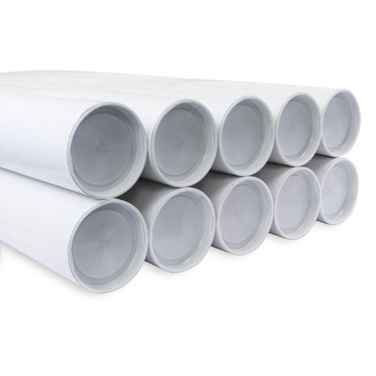 MagicWater Supply Mailing Tube 3 in x 24 in White - 10 Pack - for Shipping and Storage of Posters, Arts, Crafts, and Documents