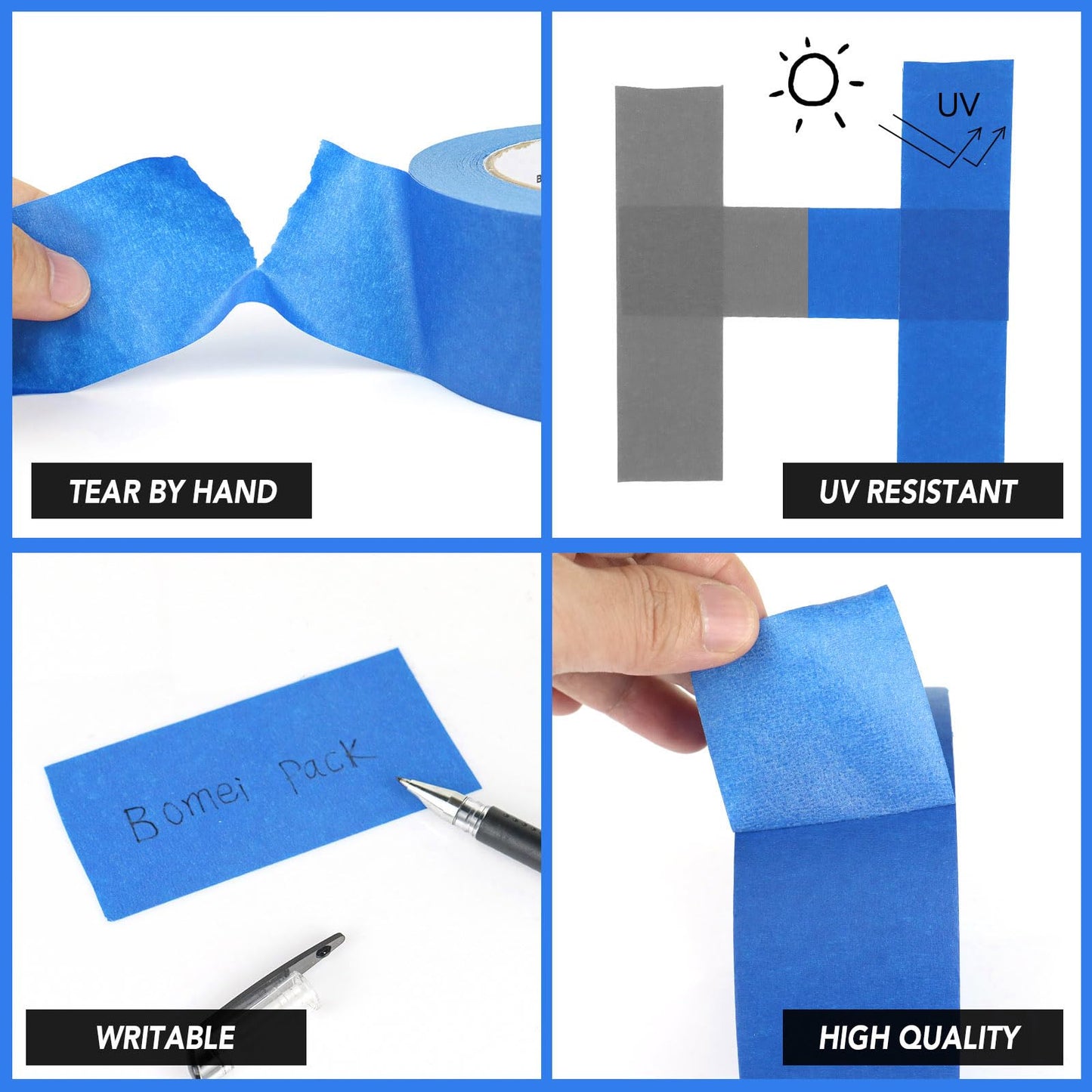 BOMEI PACK Blue Painters Tape 1 Inch Bulk - Paint Tape 20 Rolls x 1 Inch x 55 Yards - Blue Masking Tape for Walls Painting, DIY Crafting, Edge Finishing and School Projects, Total 1100 Yards