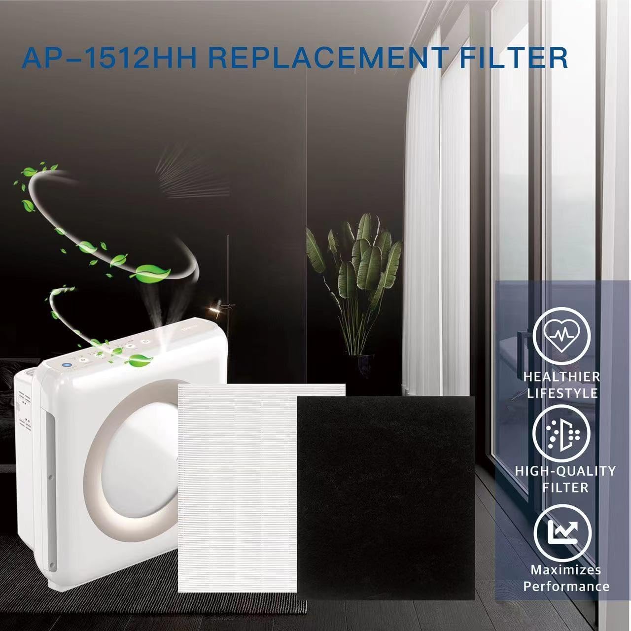 Airmega AP-1512HH Replacement Filter for Coway air purifier, Compatible with Coway Airmega AP1512HH Air Purifier, 3304899, 4 Filters